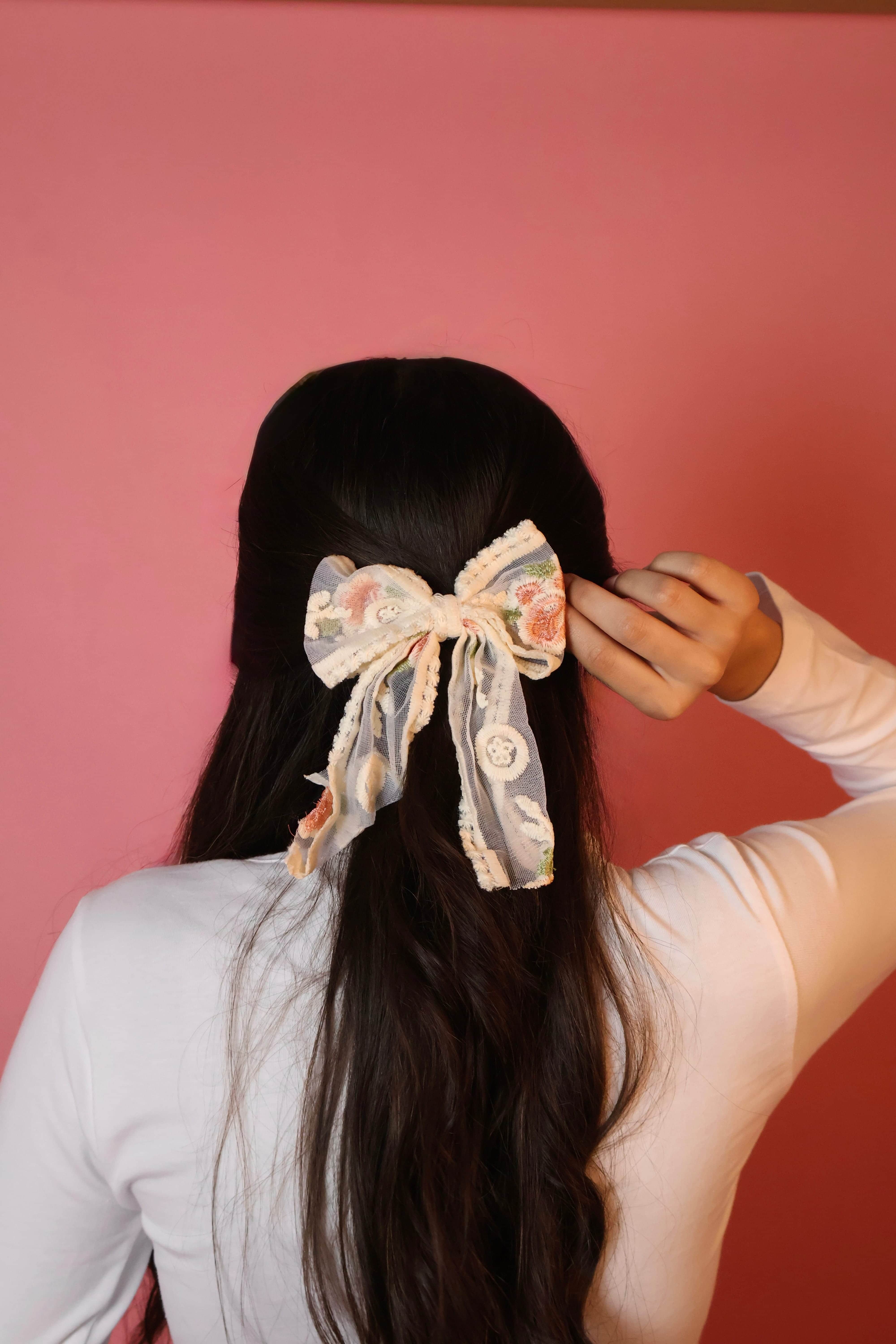 Floral Bow Hair Clip