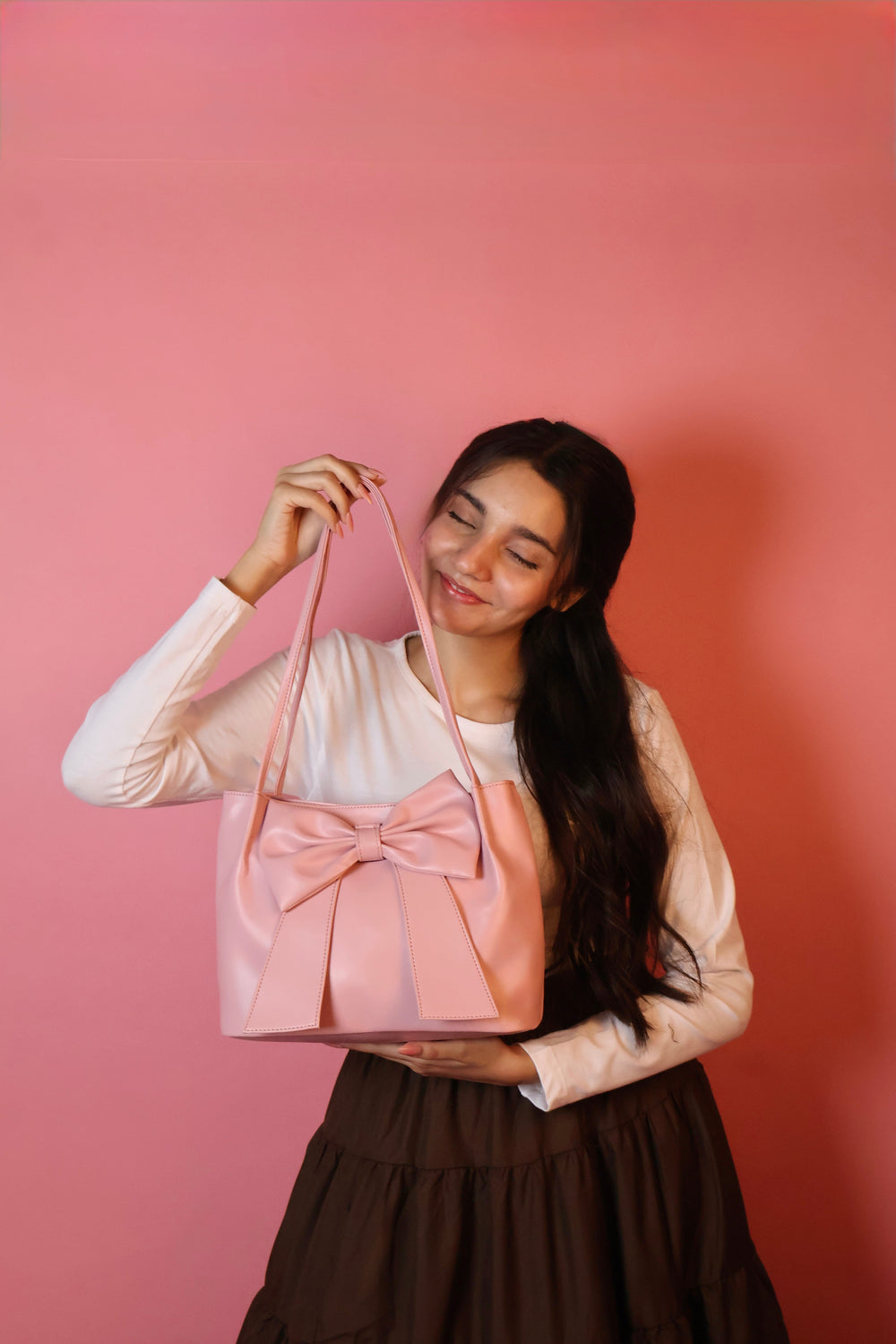 Pink Soft Bow Hand Bag