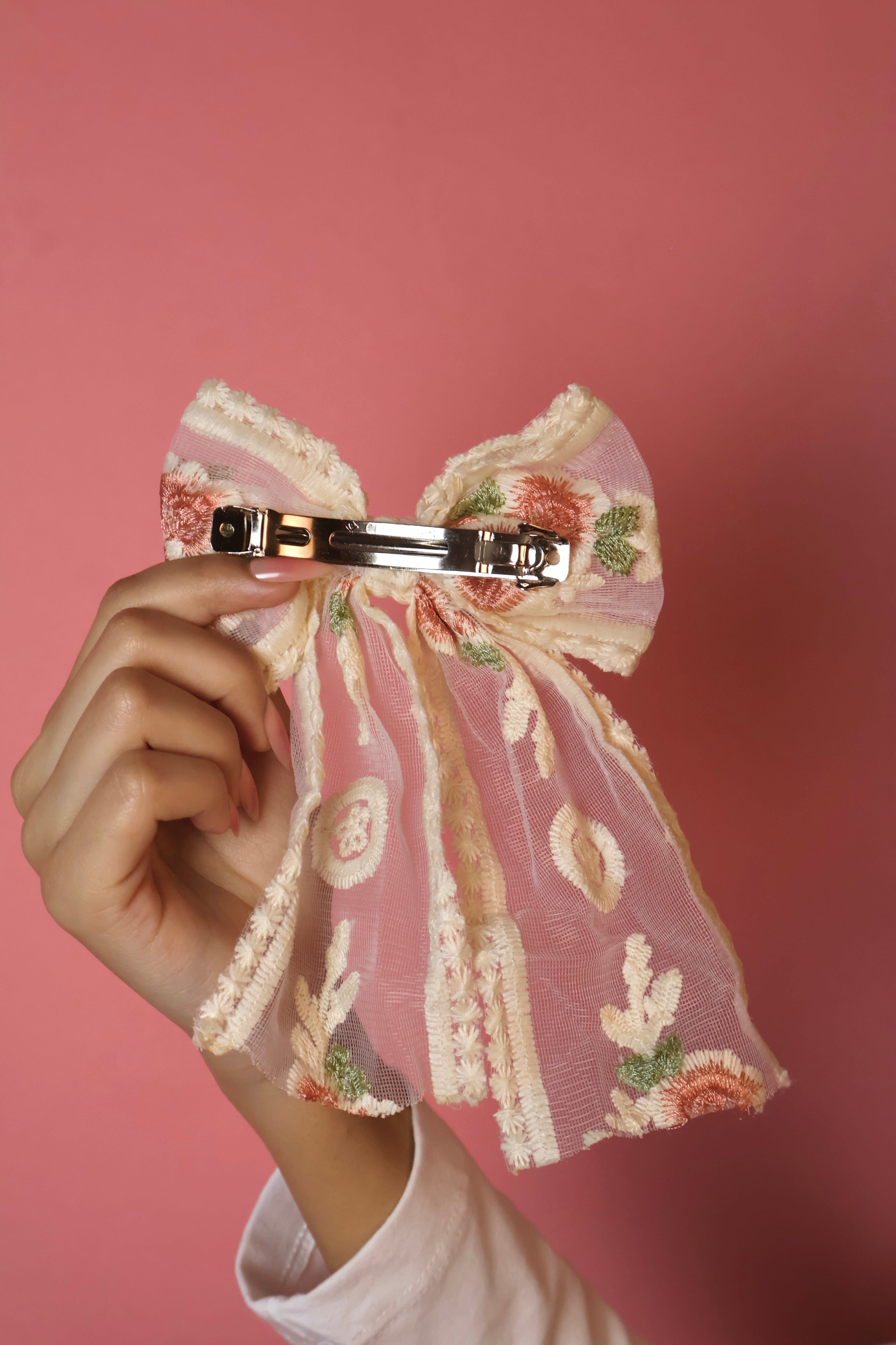 Floral Bow Hair Clip