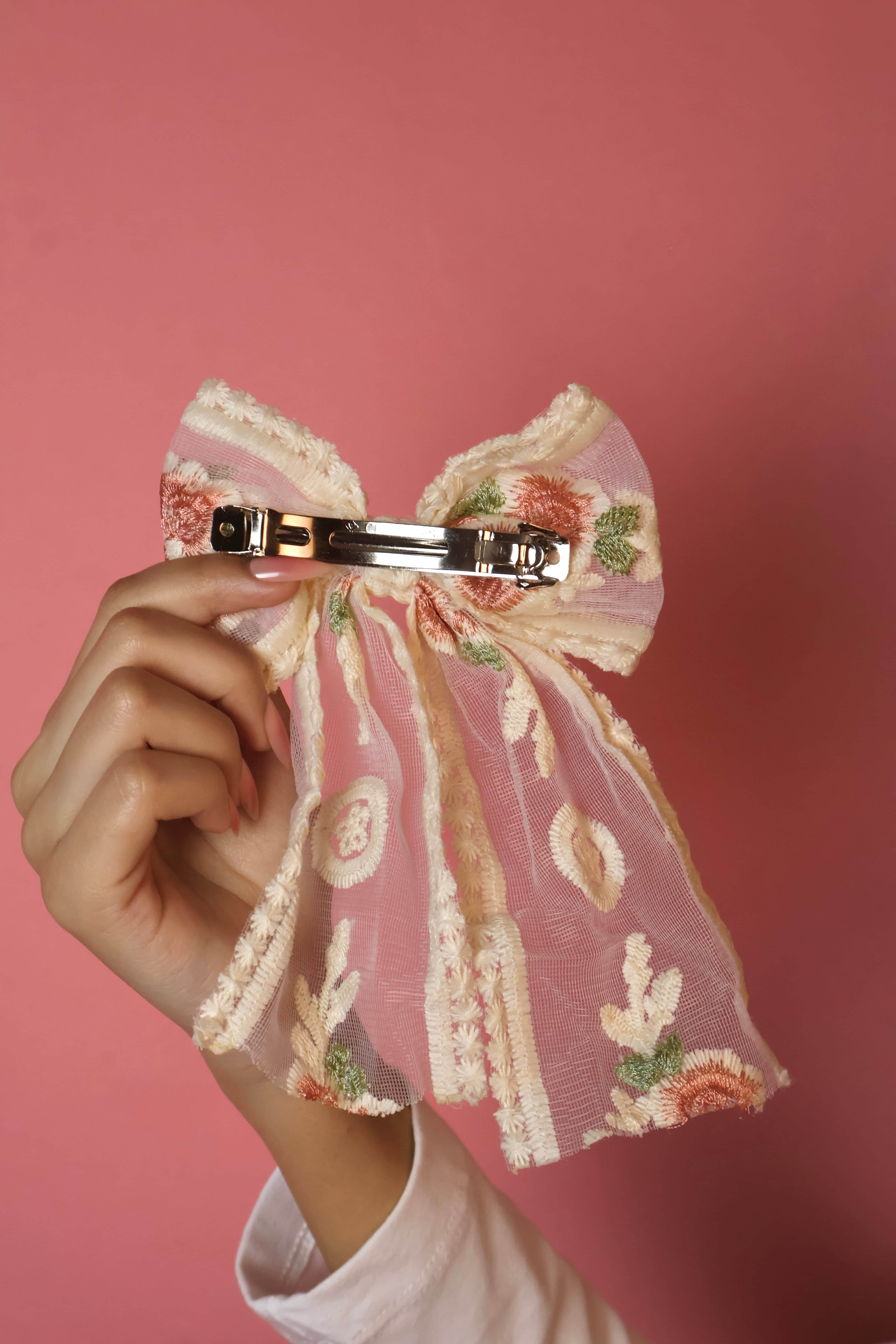 Floral Bow Hair Clip