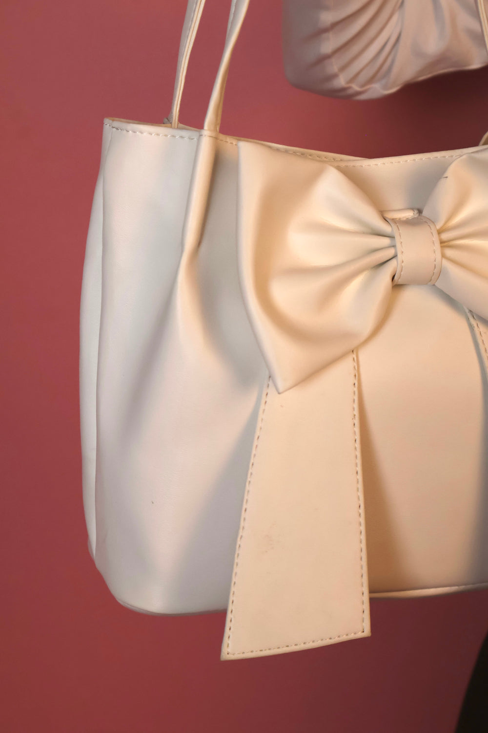 White Soft Bow Hand Bag