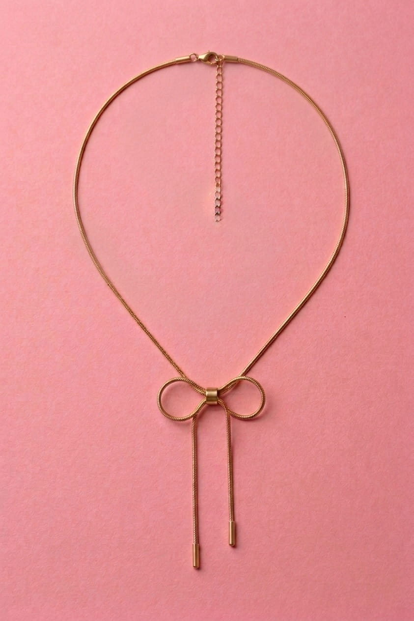 Bow-knot sleek chain necklance