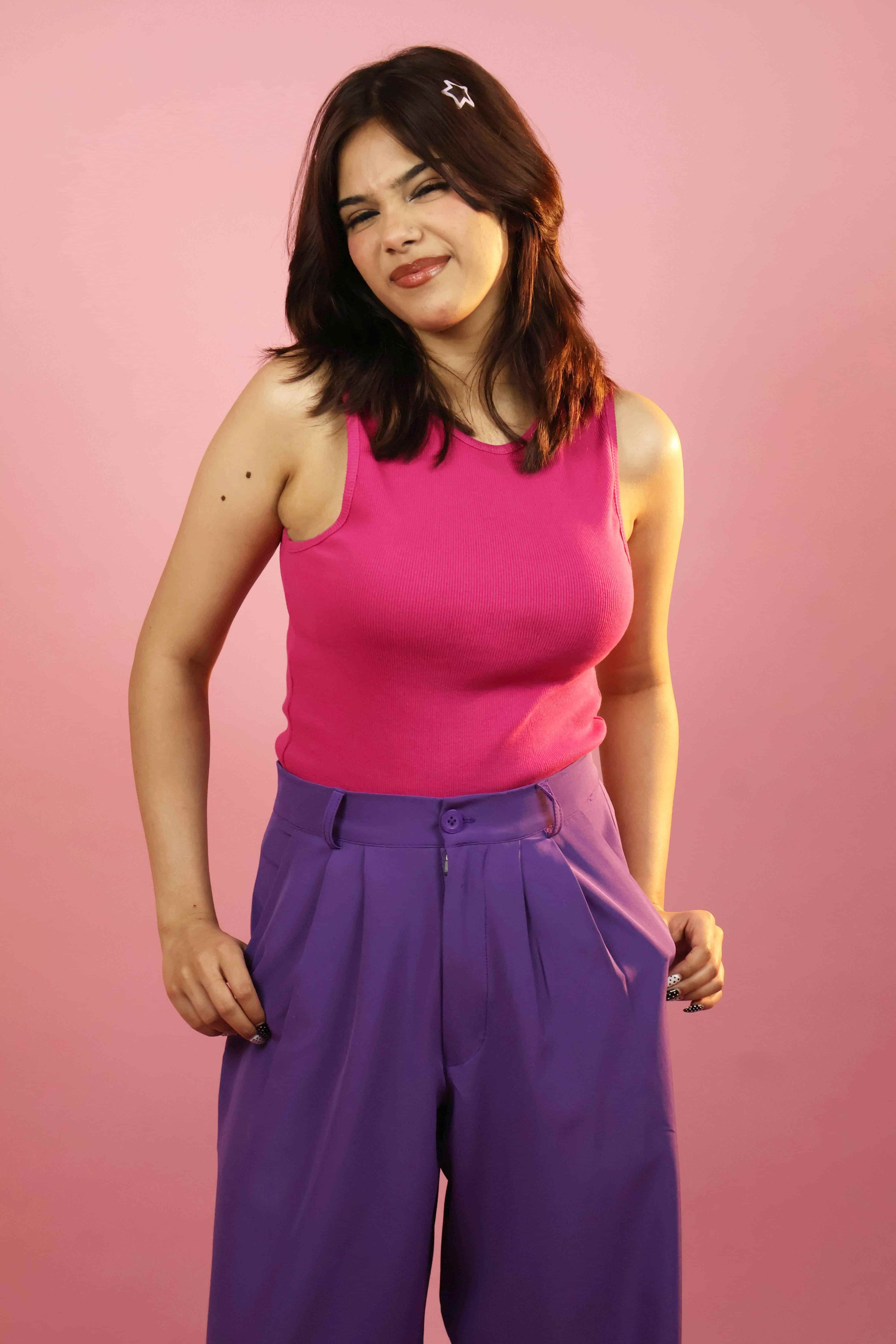Pink  Ribbed Tank Top