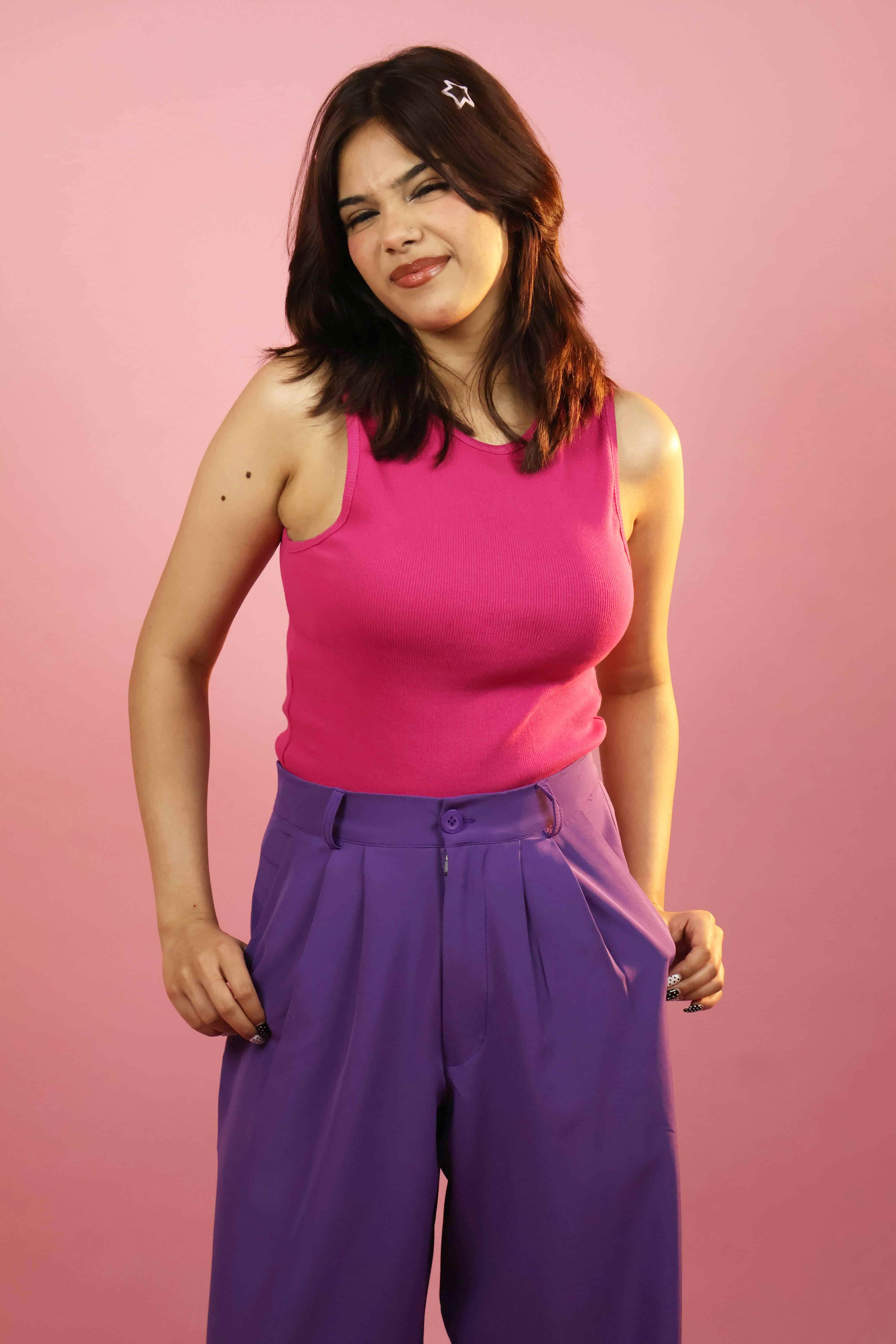Pink  Ribbed Tank Top
