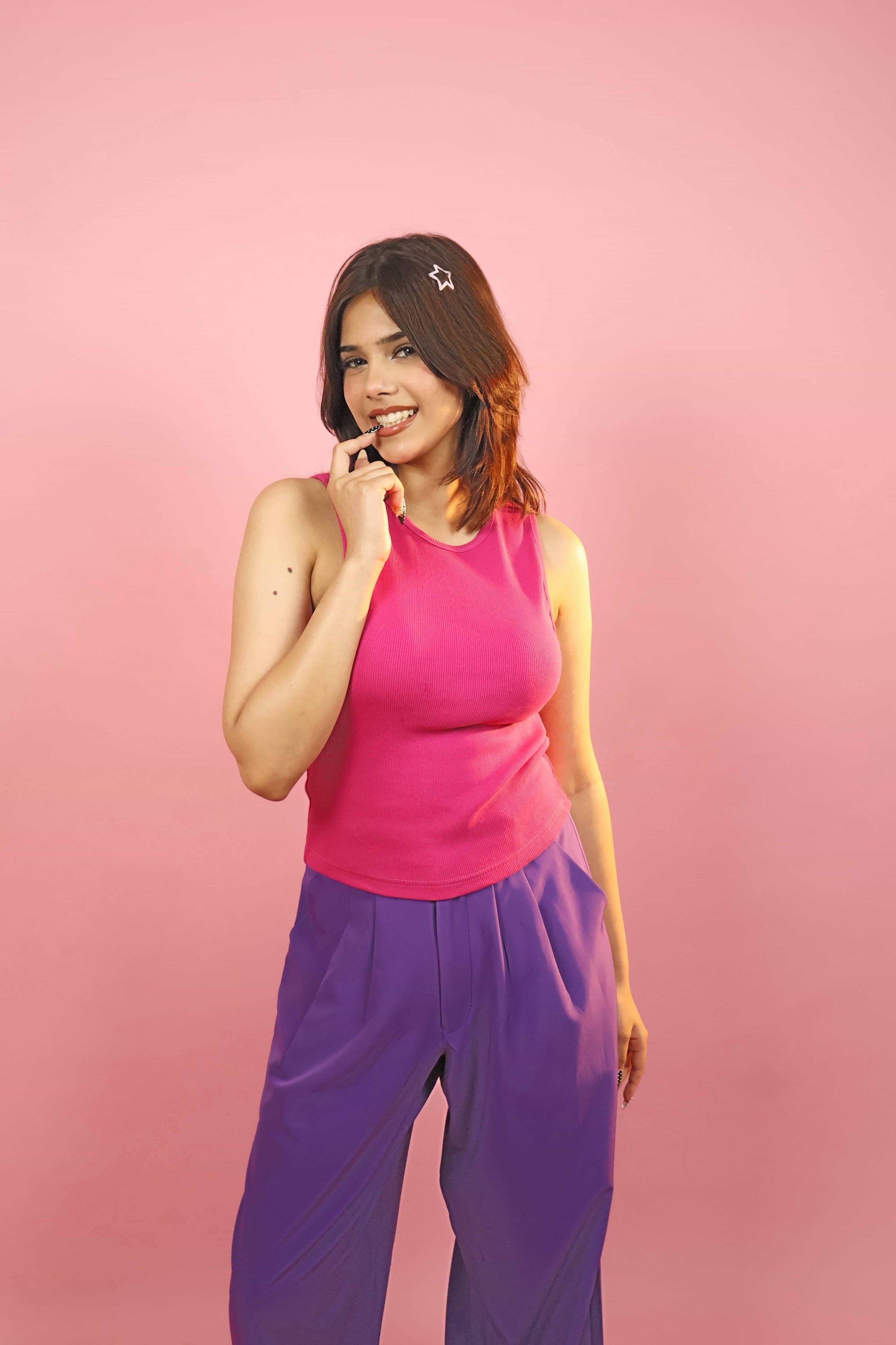 Pink  Ribbed Tank Top