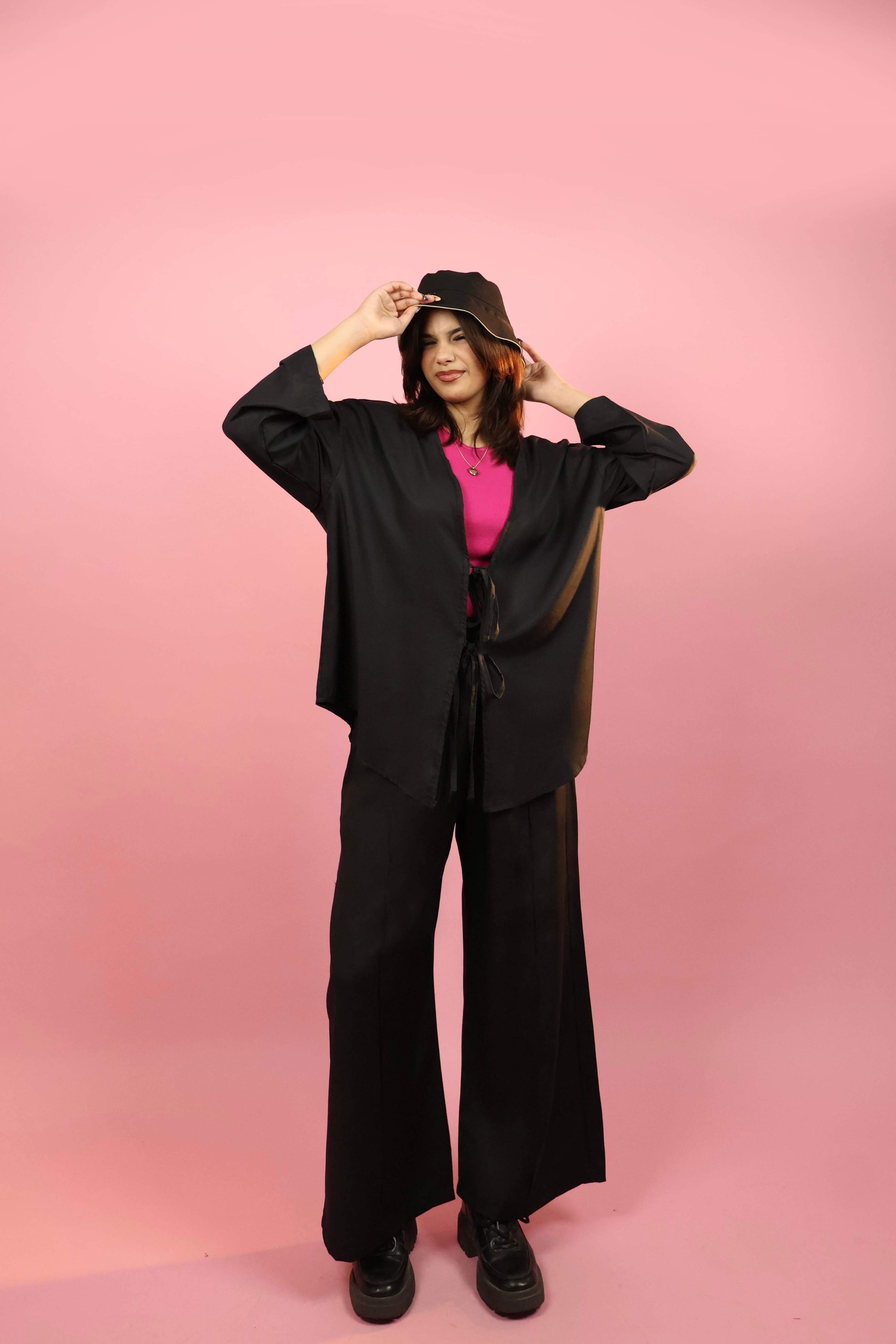 Black Front  Tie_up Co ord Set
