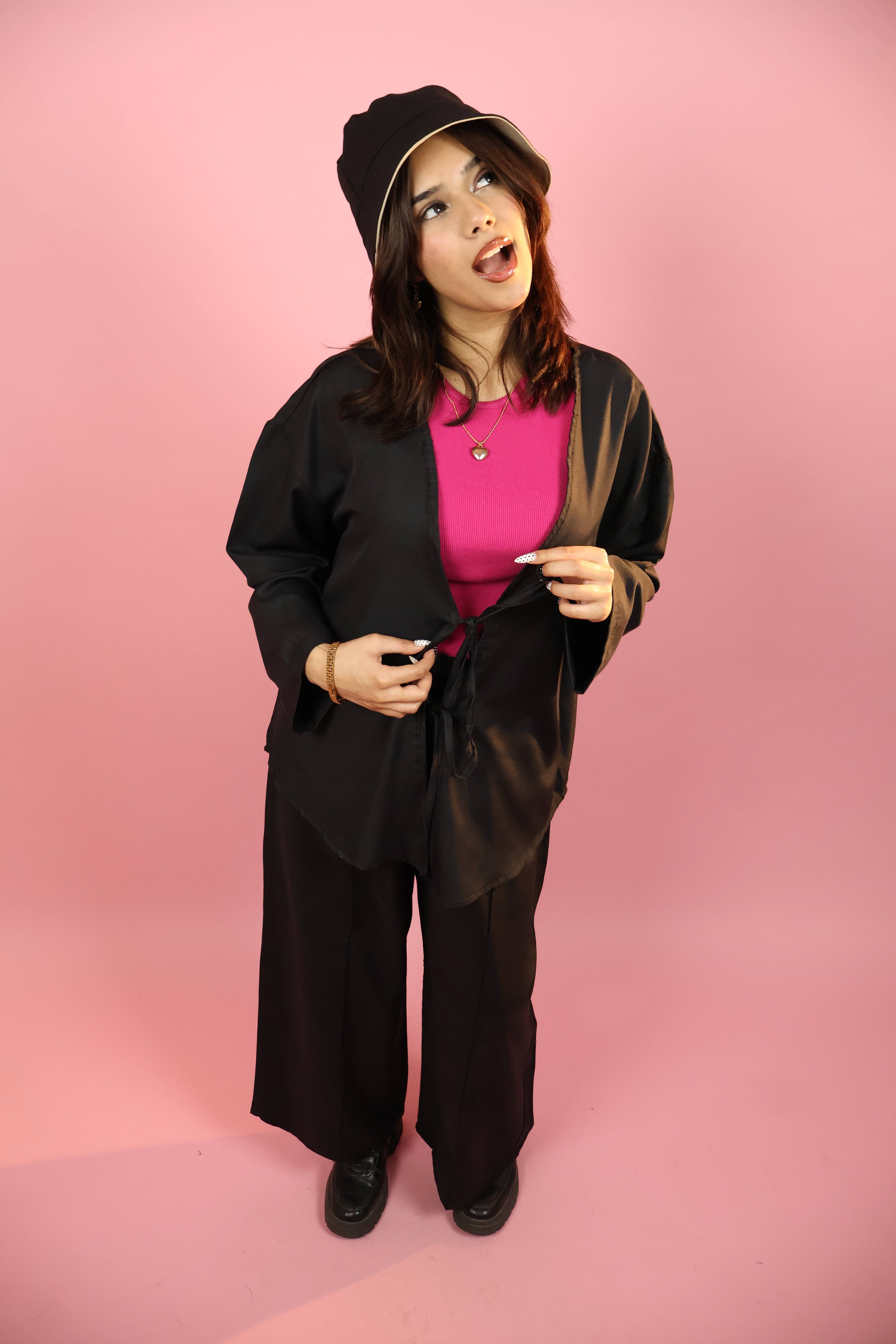 Black Front  Tie_up Co ord Set