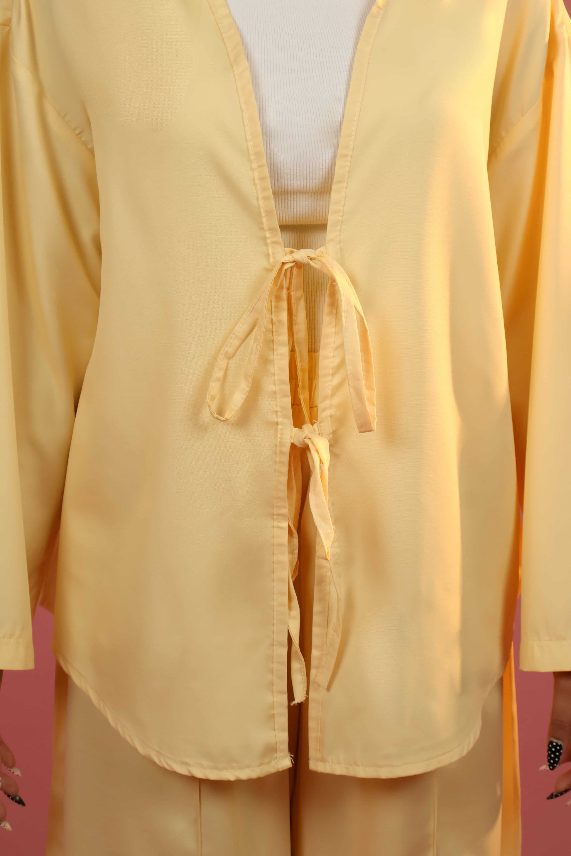 Butter Yellow Front  Tie-up Co ord Set