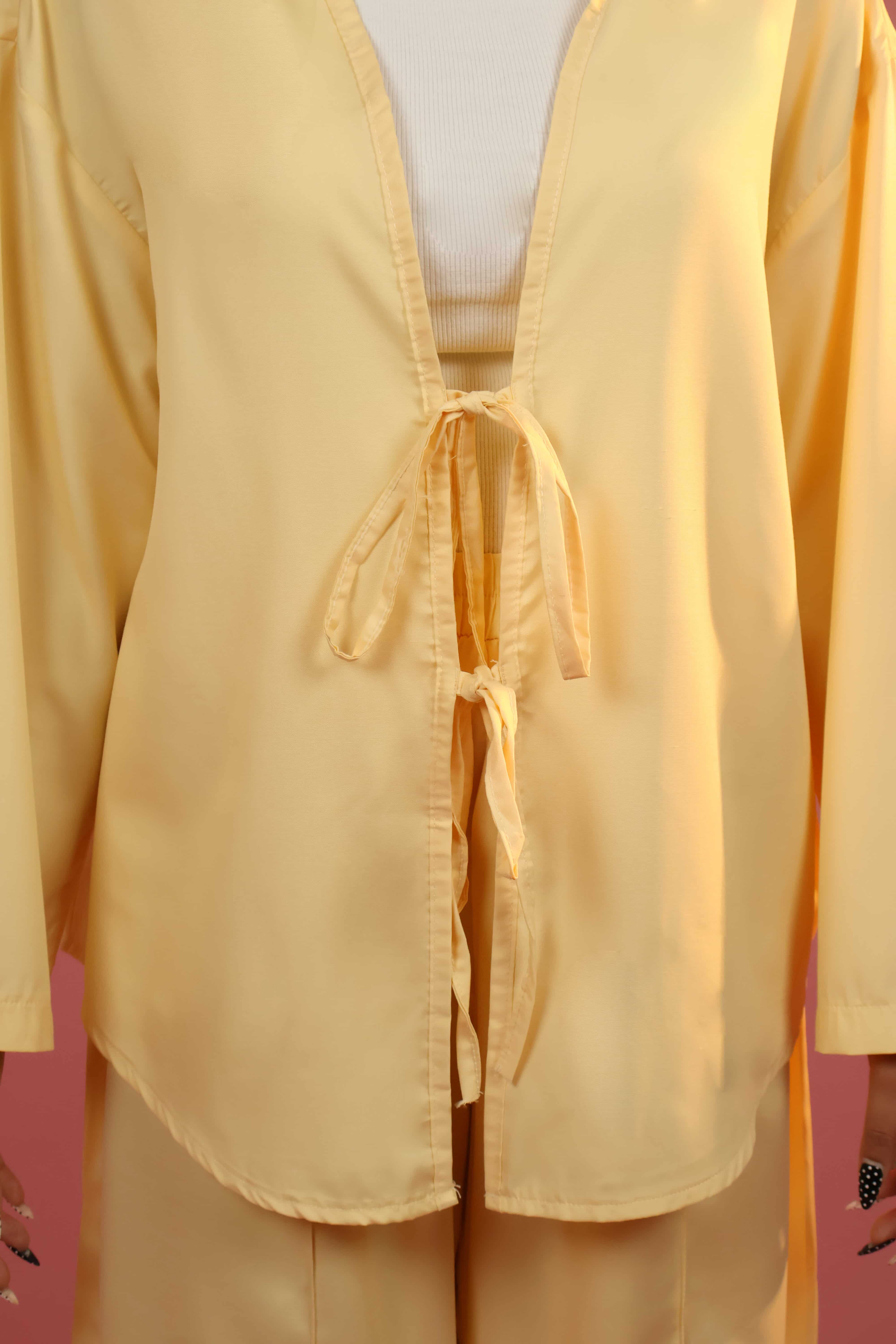 Butter Yellow Front  Tie-up Co ord Set