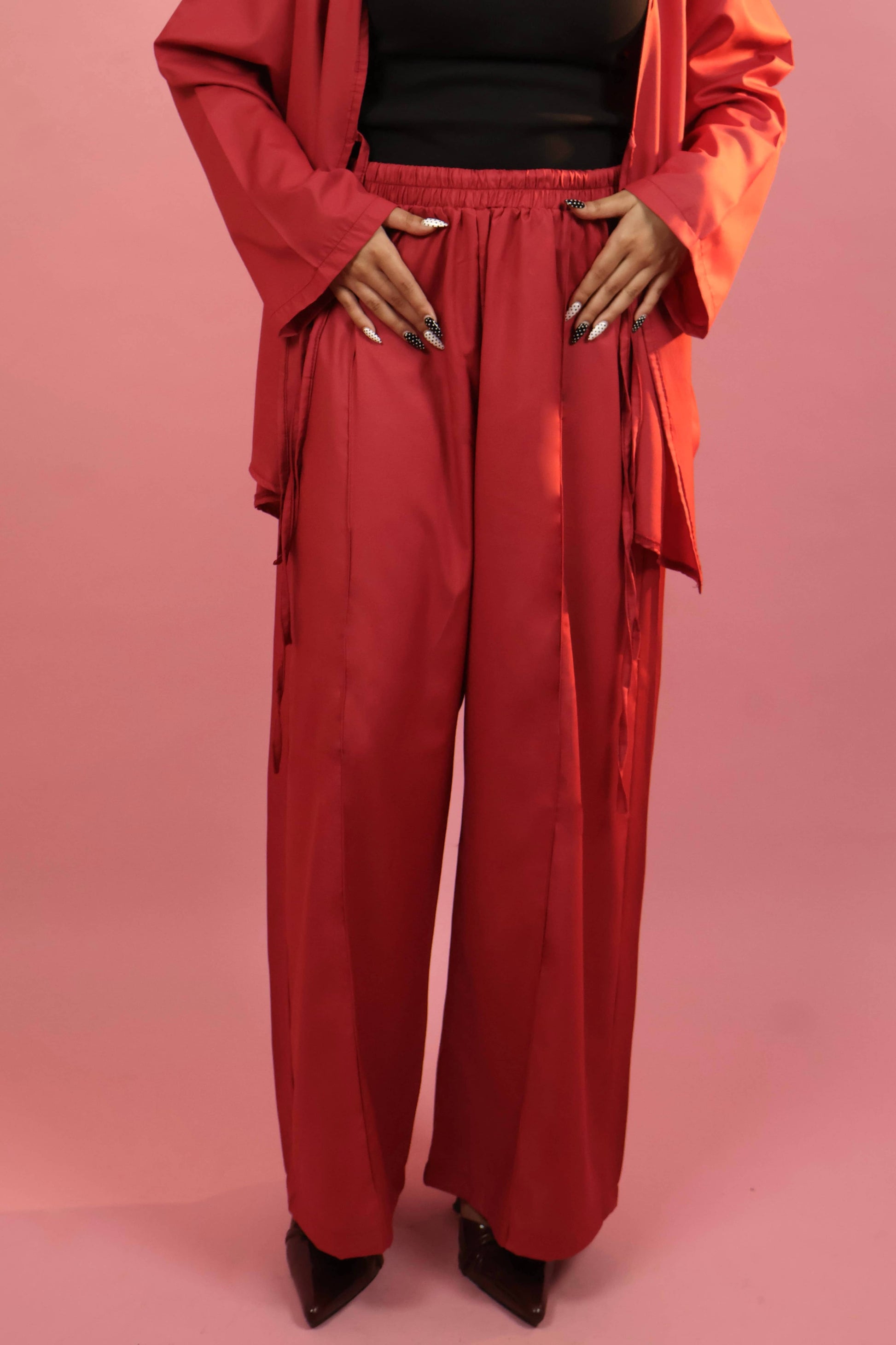 Red Front Tie-up Co ord Set