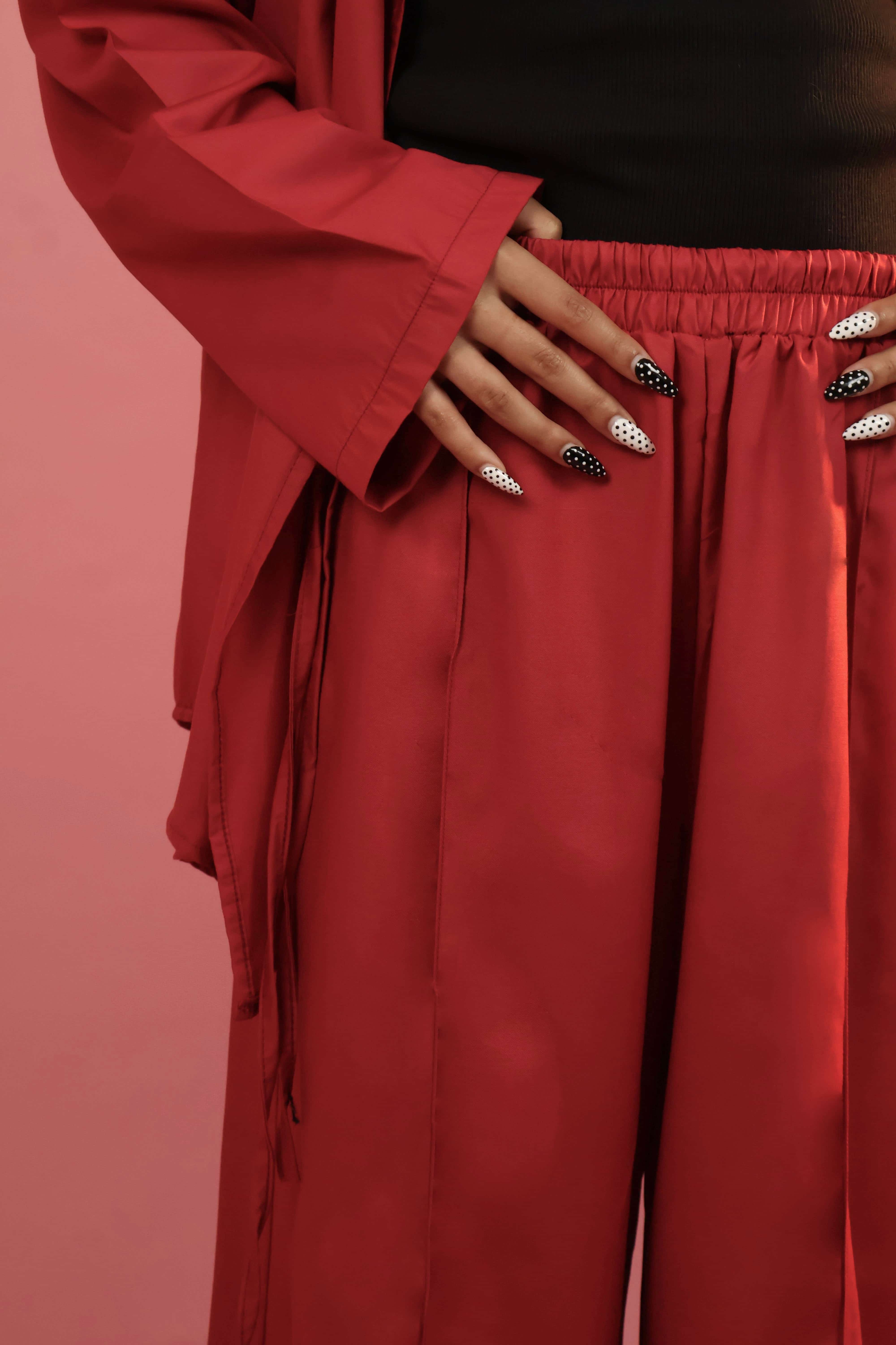 Red Front Tie_up Co ord Set