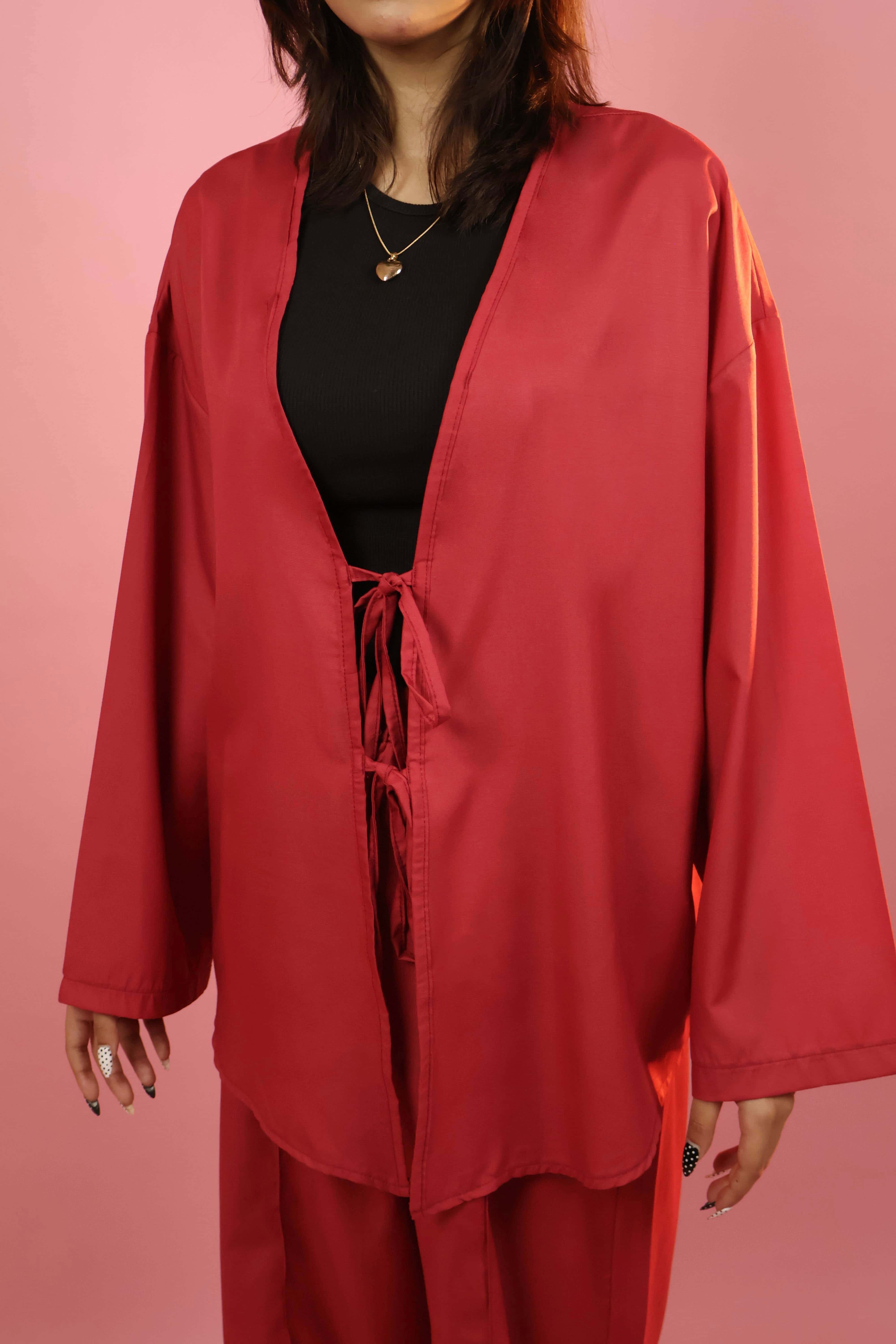 Red Front Tie-up Co ord Set