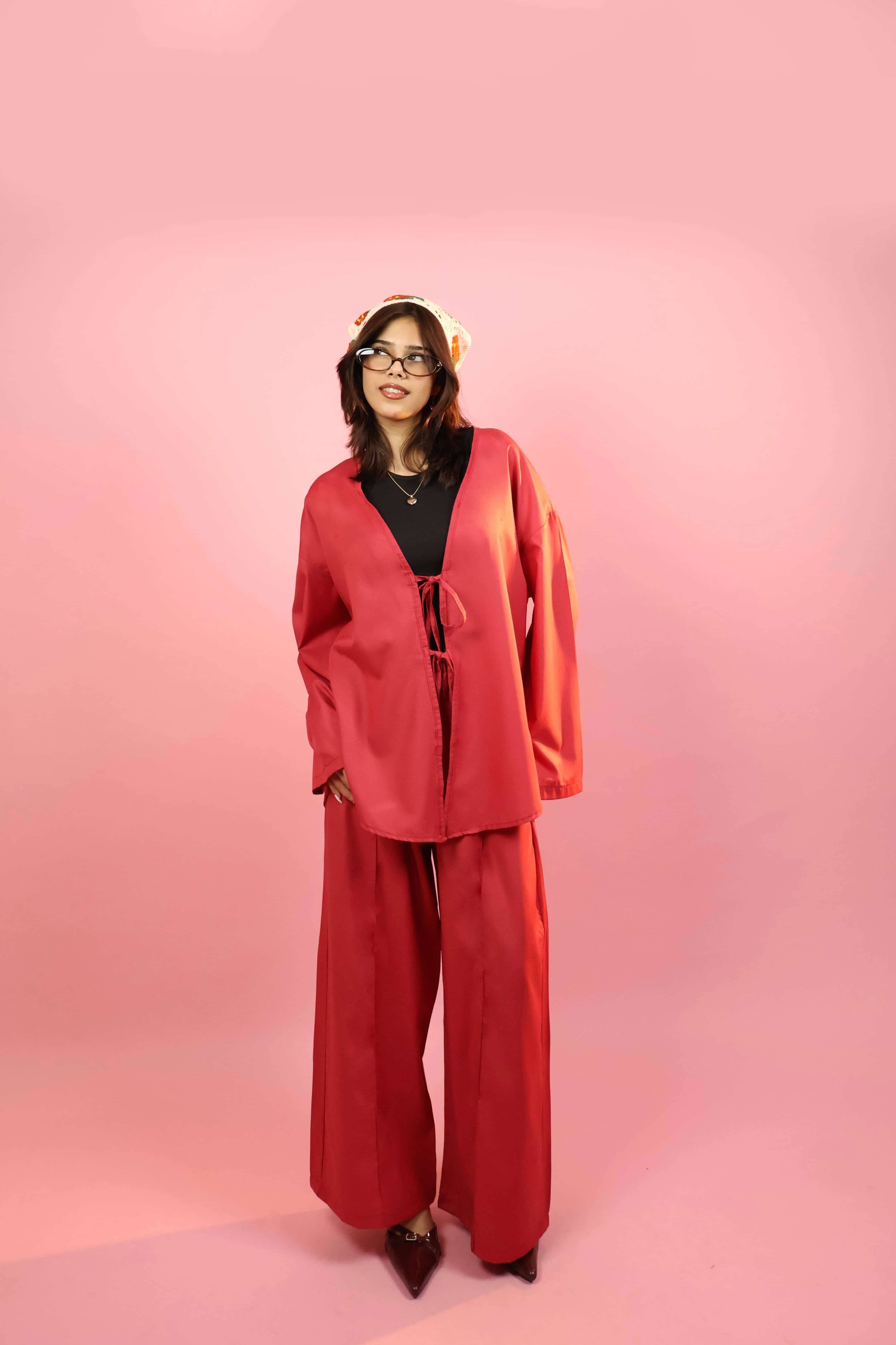 Red Front Tie-up Co ord Set