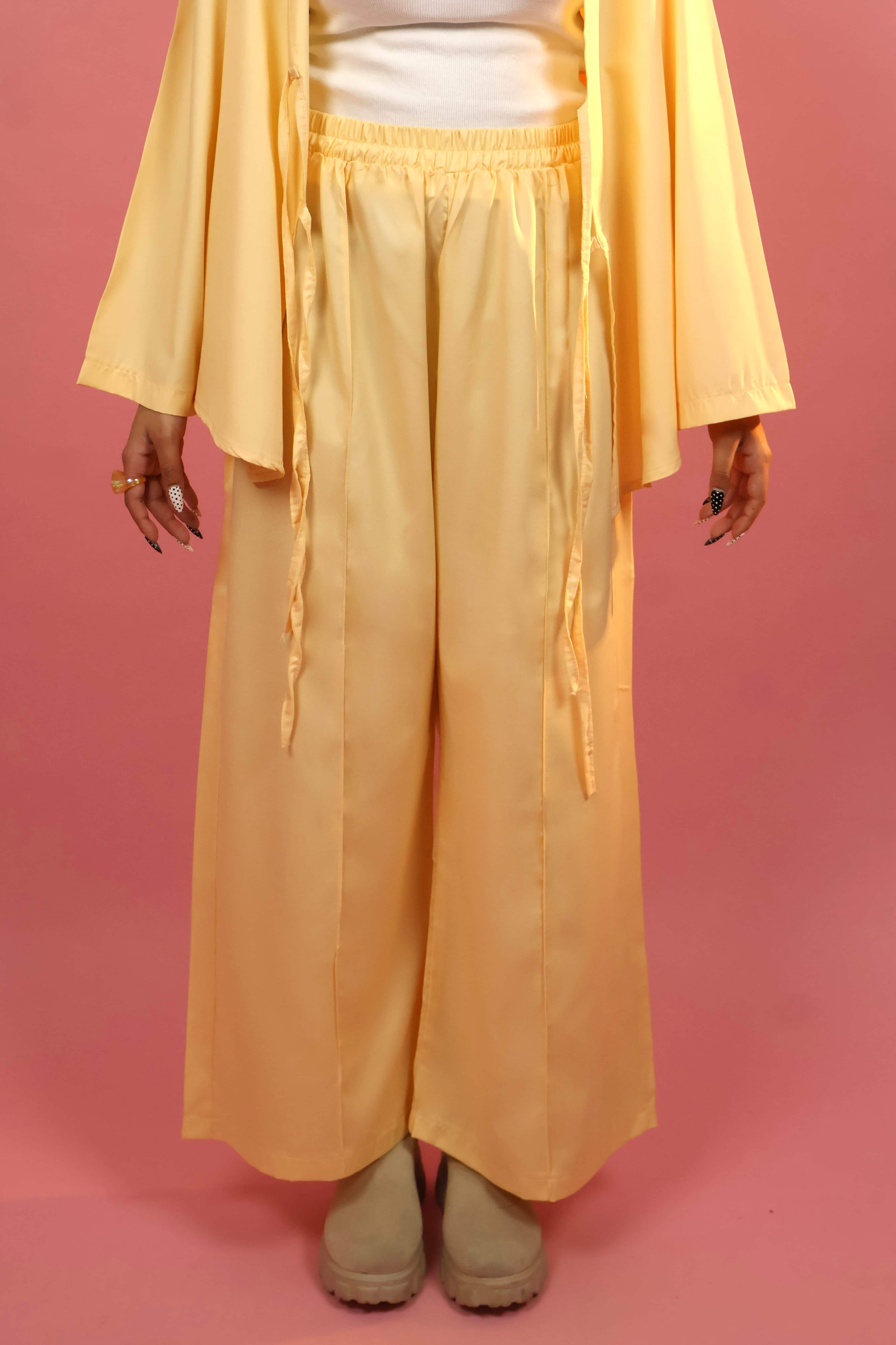 Butter Yellow Front  Tie_up Co ord Set