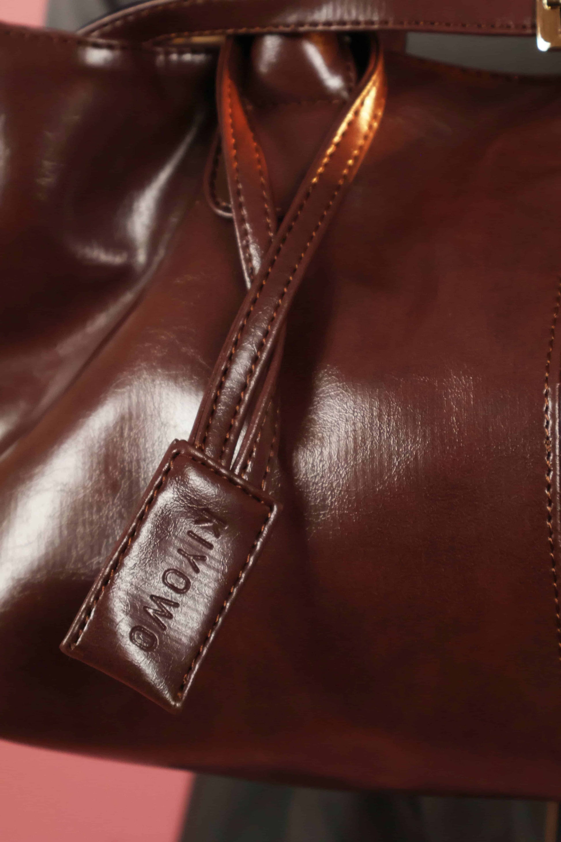 Maroon Buckle Detail Shoulder Tote Bag