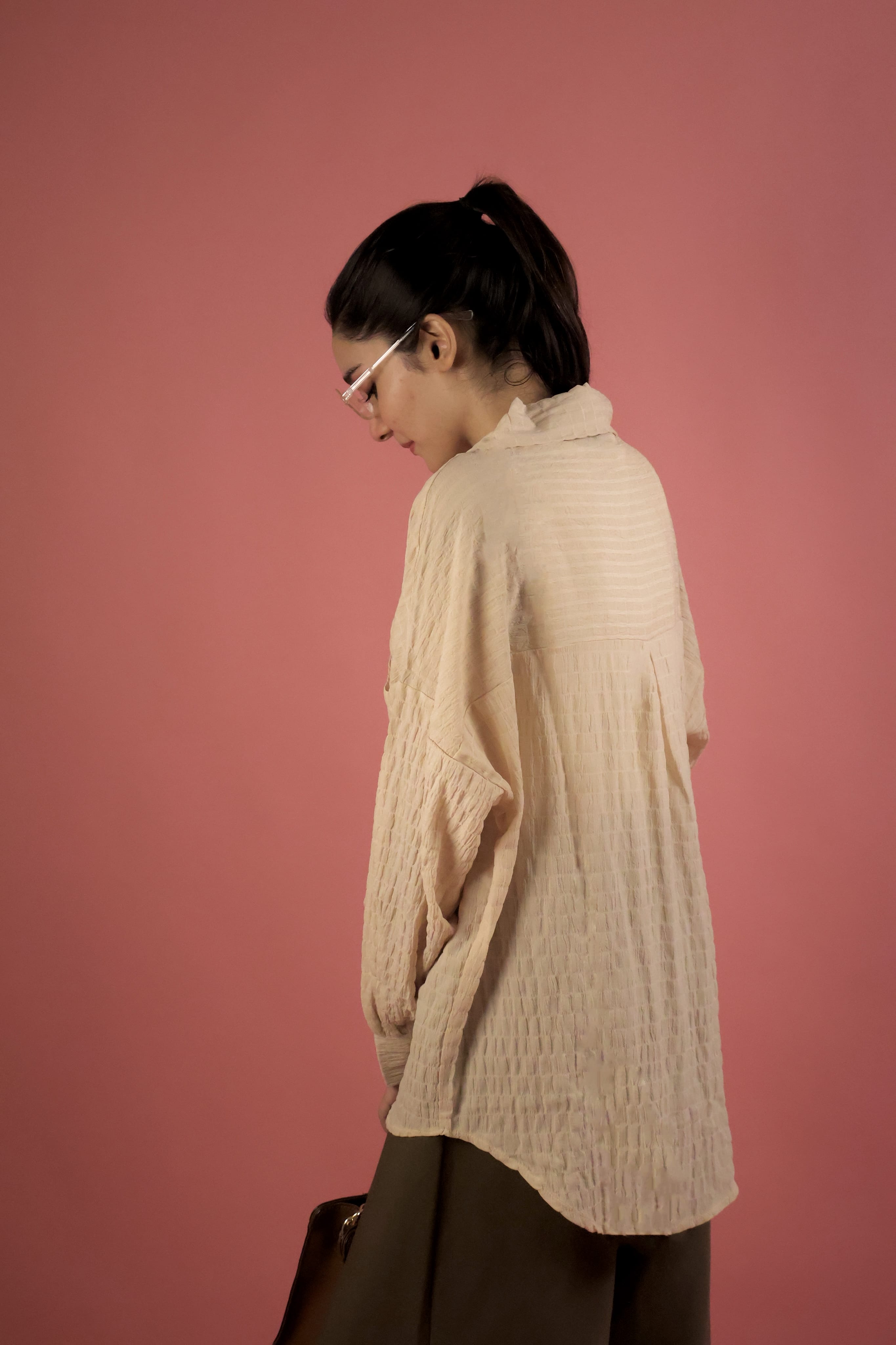 Butter Yellow Crimp Button Up Shirt