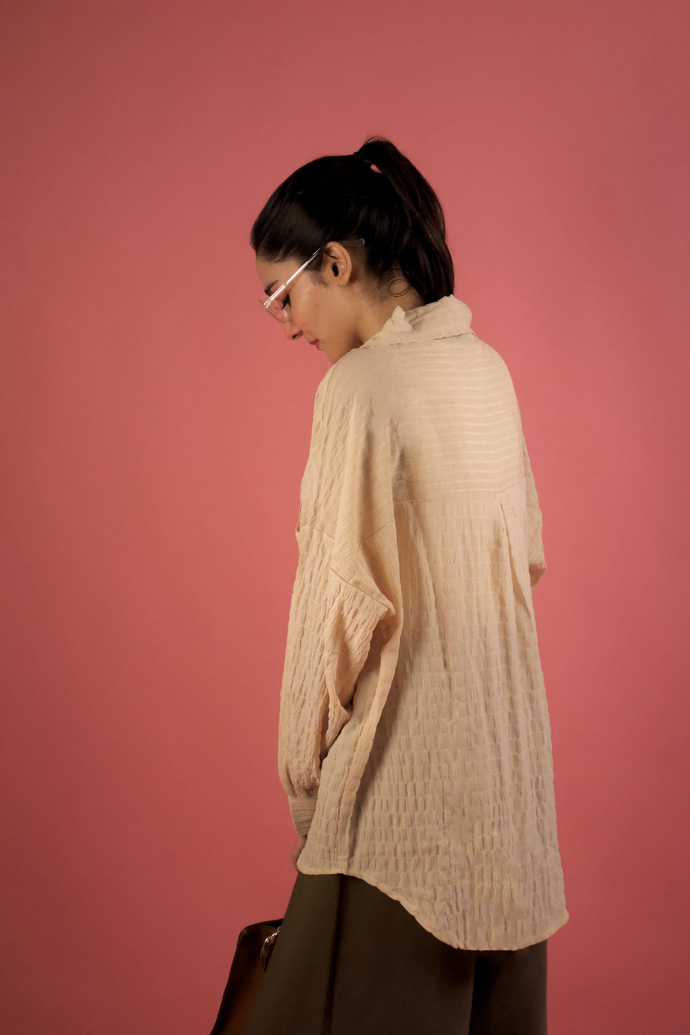 Butter Yellow Crimp Button Up Shirt