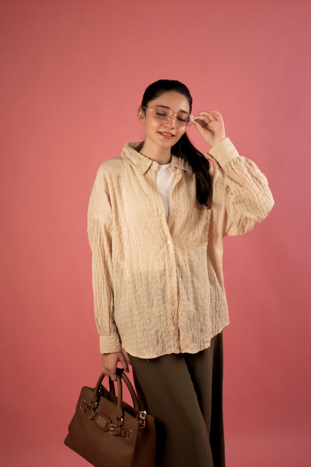 Butter Yellow Crimp Button Up Shirt