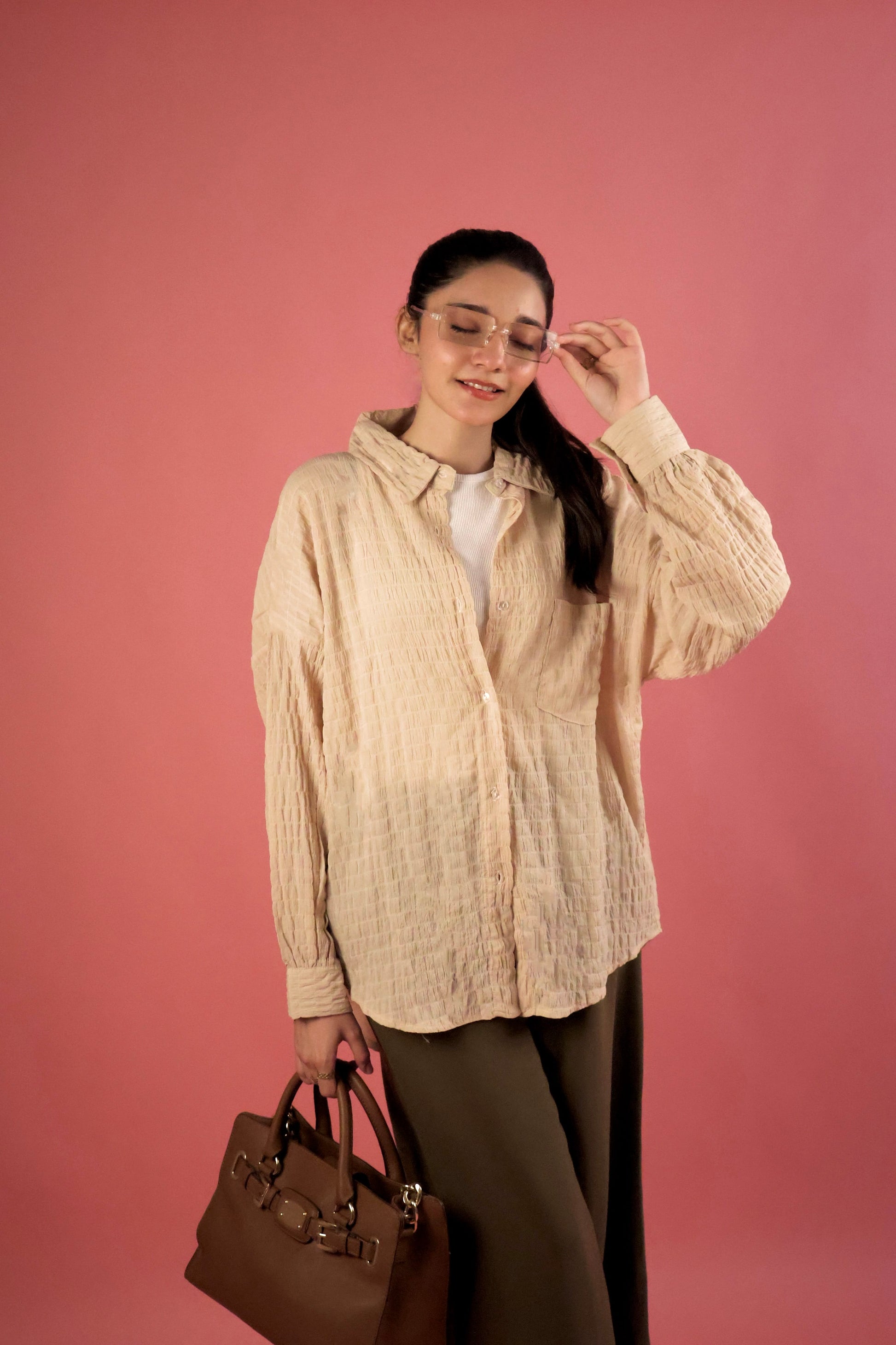 Butter Yellow Crimp Button Up Shirt