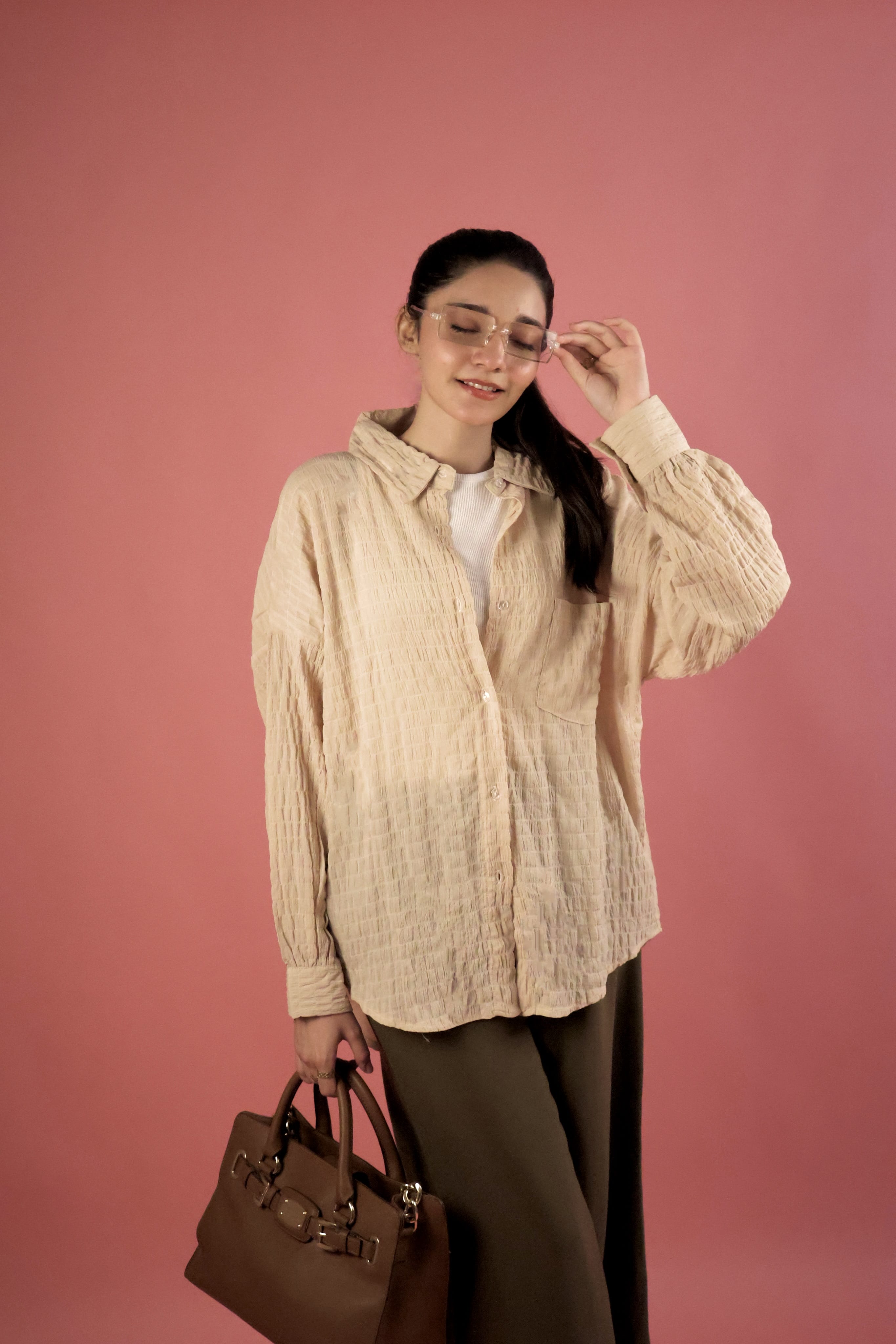 Butter Yellow Crimp Button Up Shirt