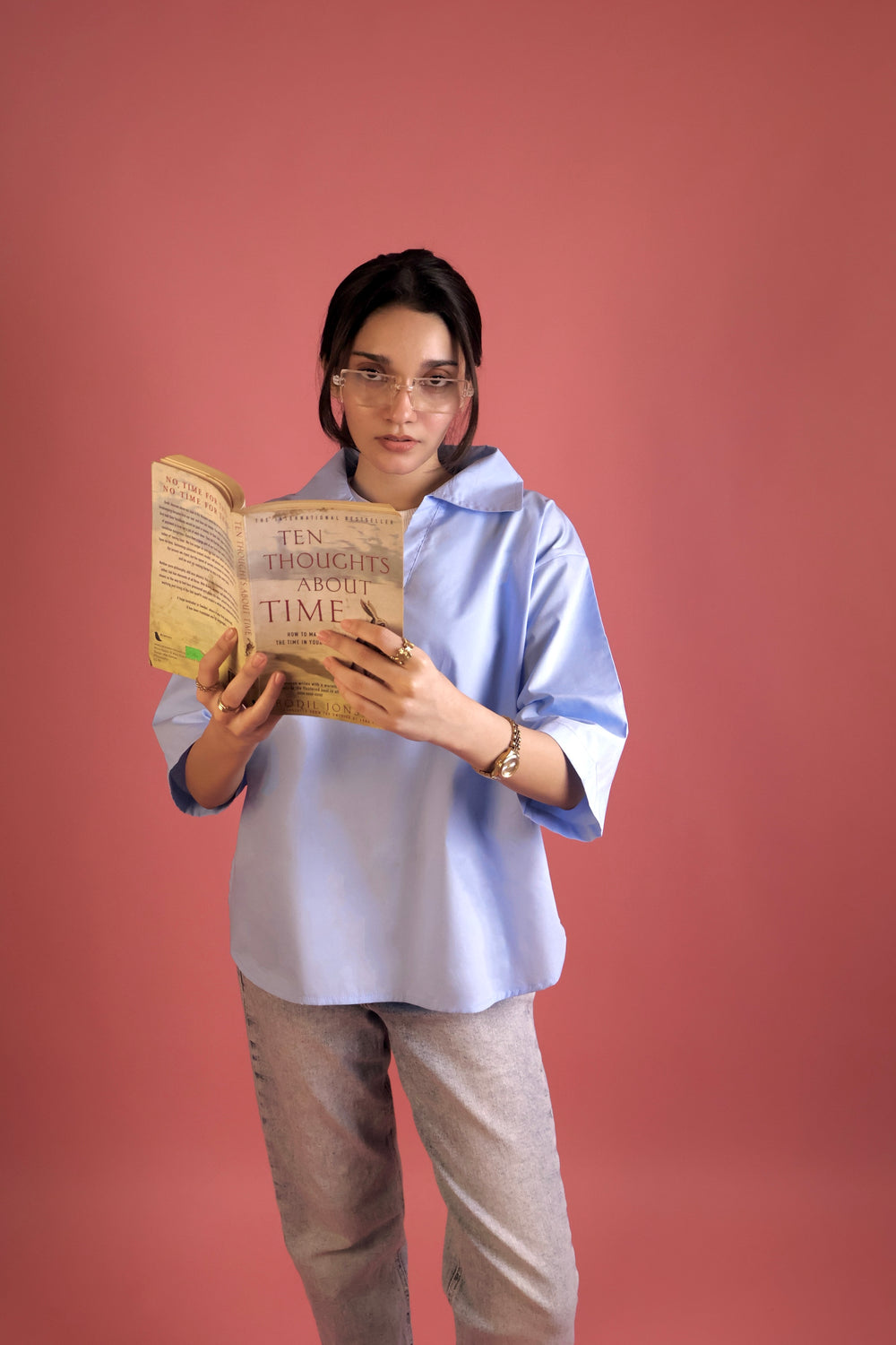 Powder Blue V Neck Collared Shirt