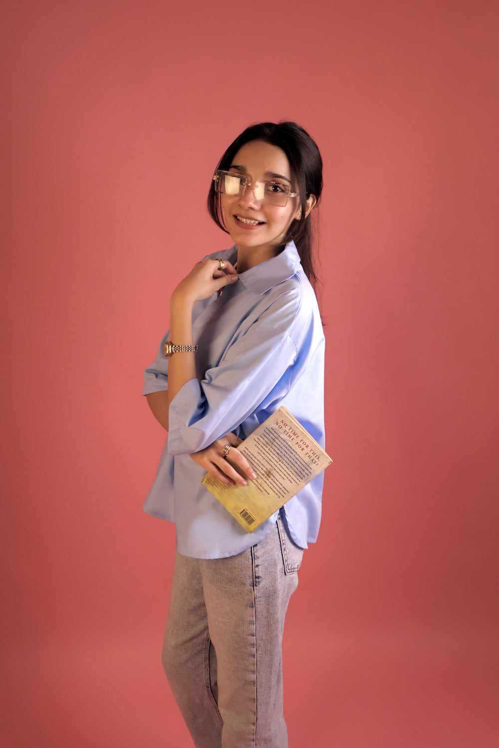 Powder Blue V Neck Collared Shirt