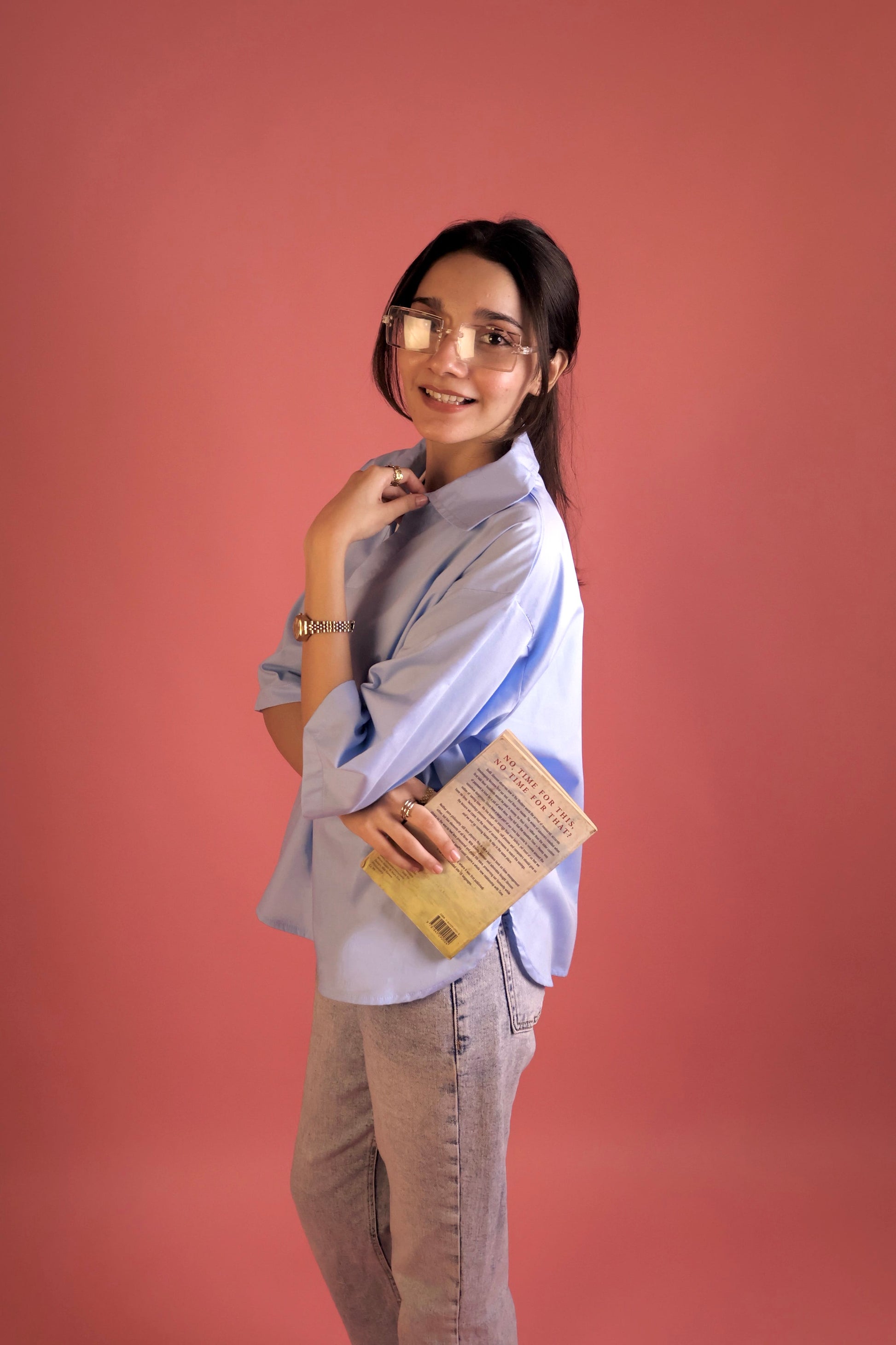 Powder Blue V Neck Collared Shirt