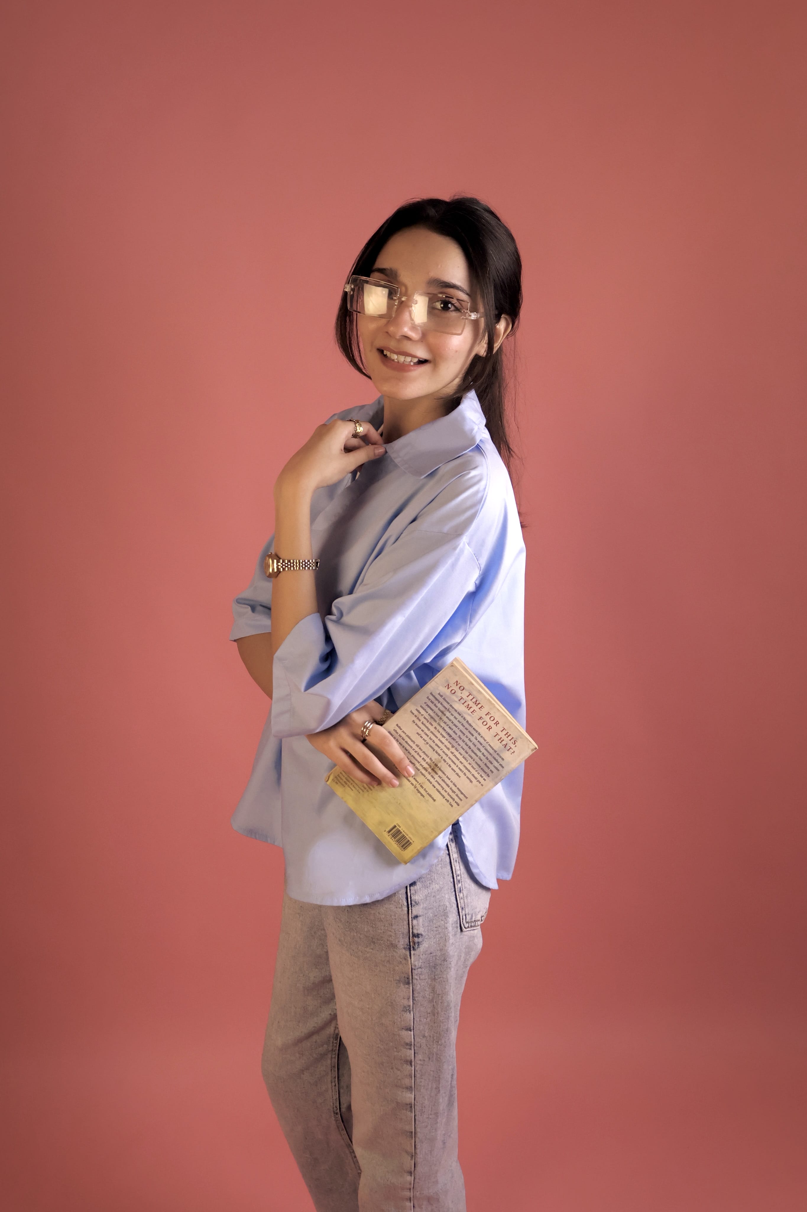 Powder Blue V Neck Collared Shirt