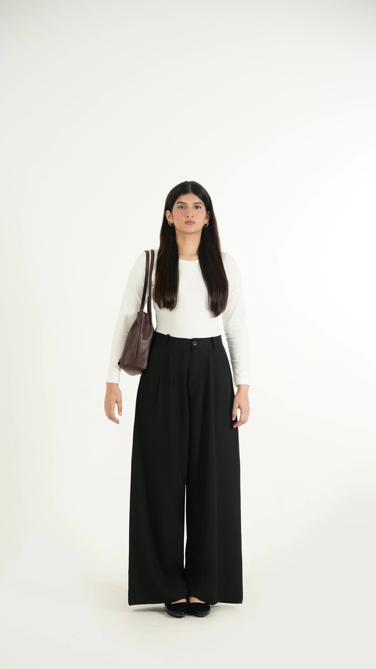 Minimalist Black Formal Relaxed Fit Pants