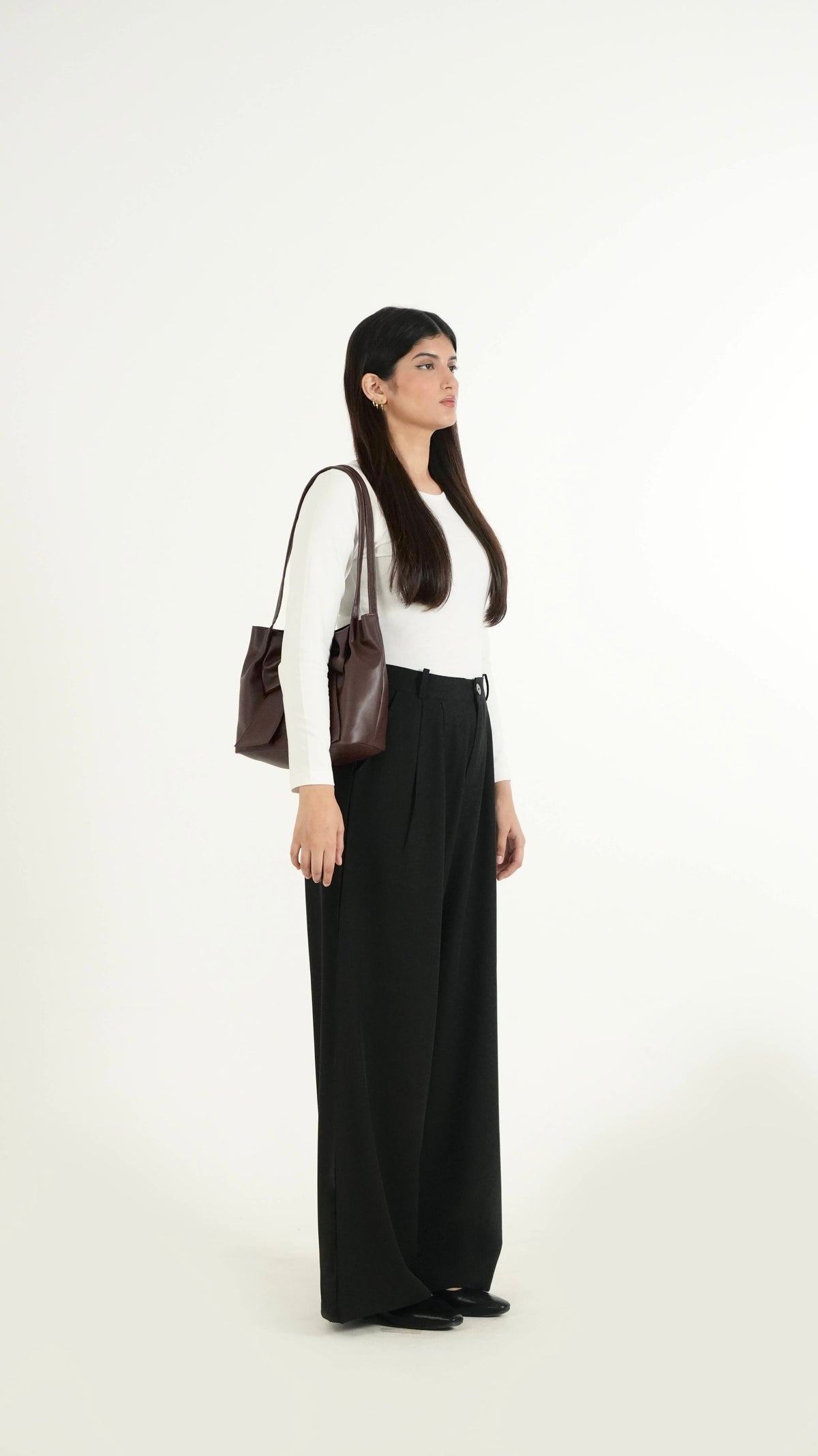 Minimalist Black Formal Relaxed Fit Pants