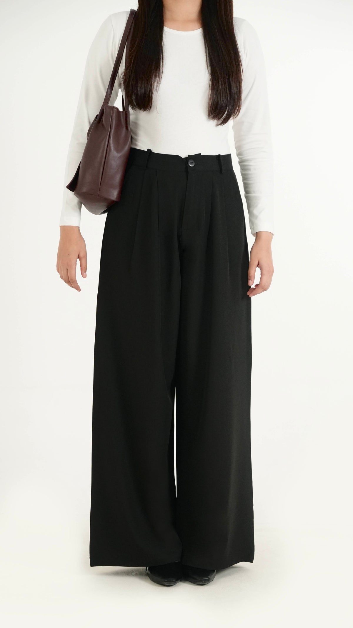 Minimalist Black Formal Relaxed Fit Pants