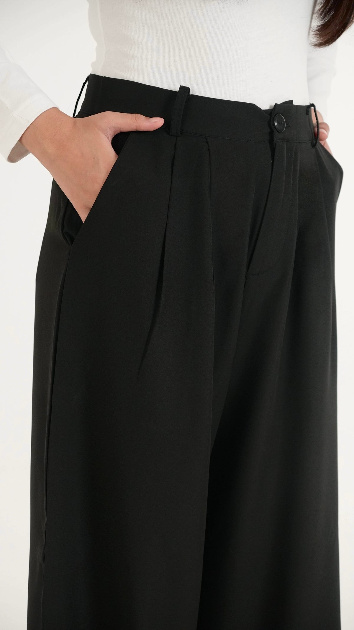 Minimalist Black Formal Relaxed Fit Pants