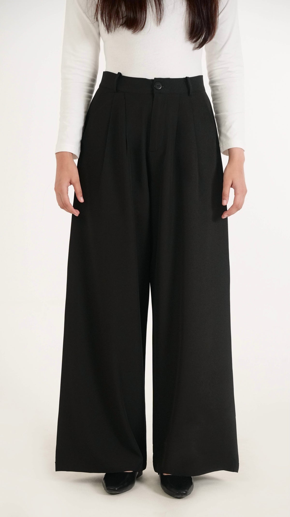 Minimalist Black Formal Relaxed Fit Pants