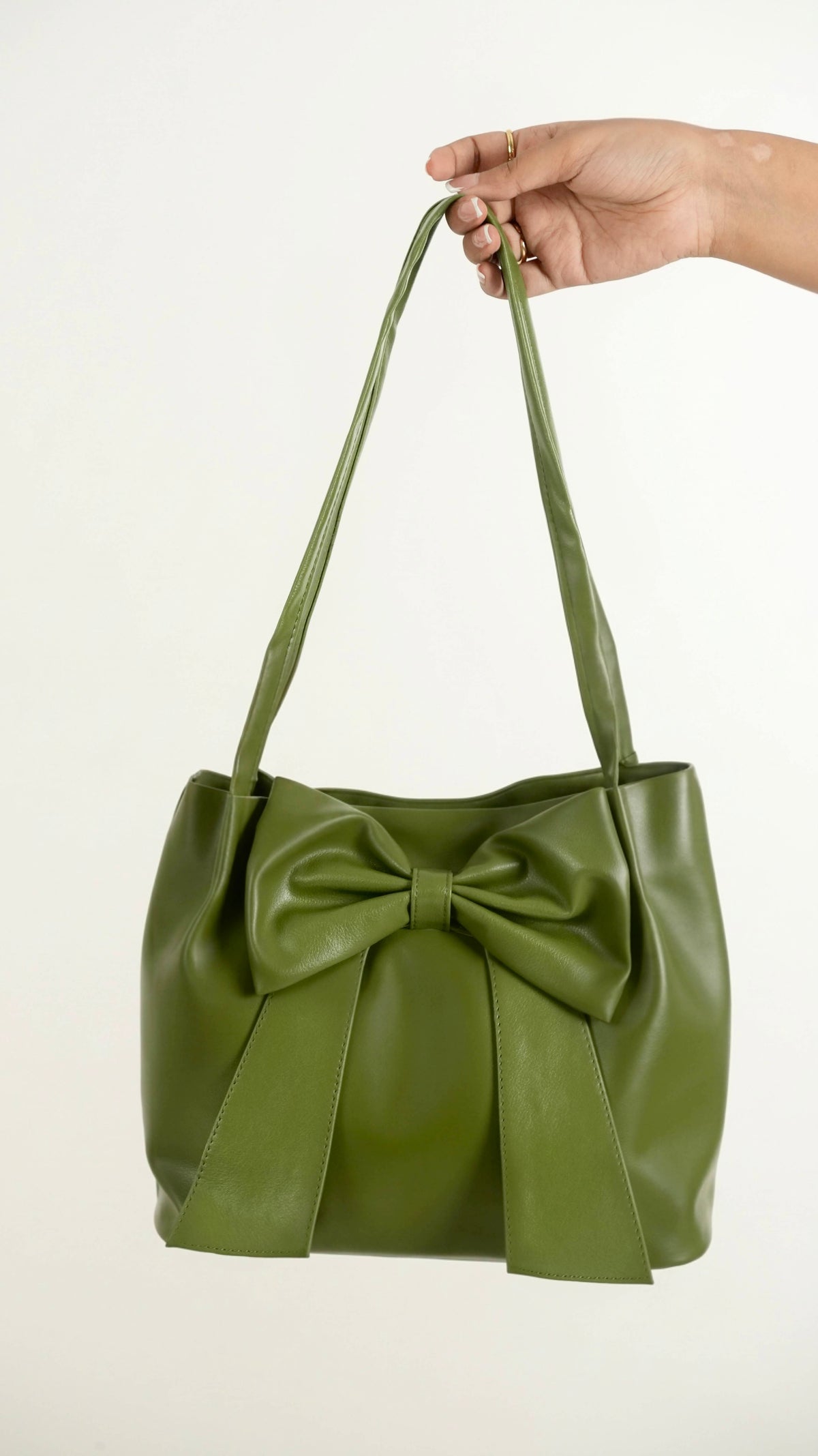 Moss Green Soft Bow Hand Bag