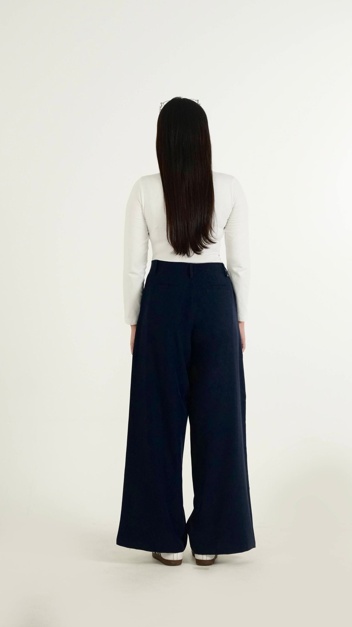 Minimalist Navy Blue Formal Relaxed Fit Pants