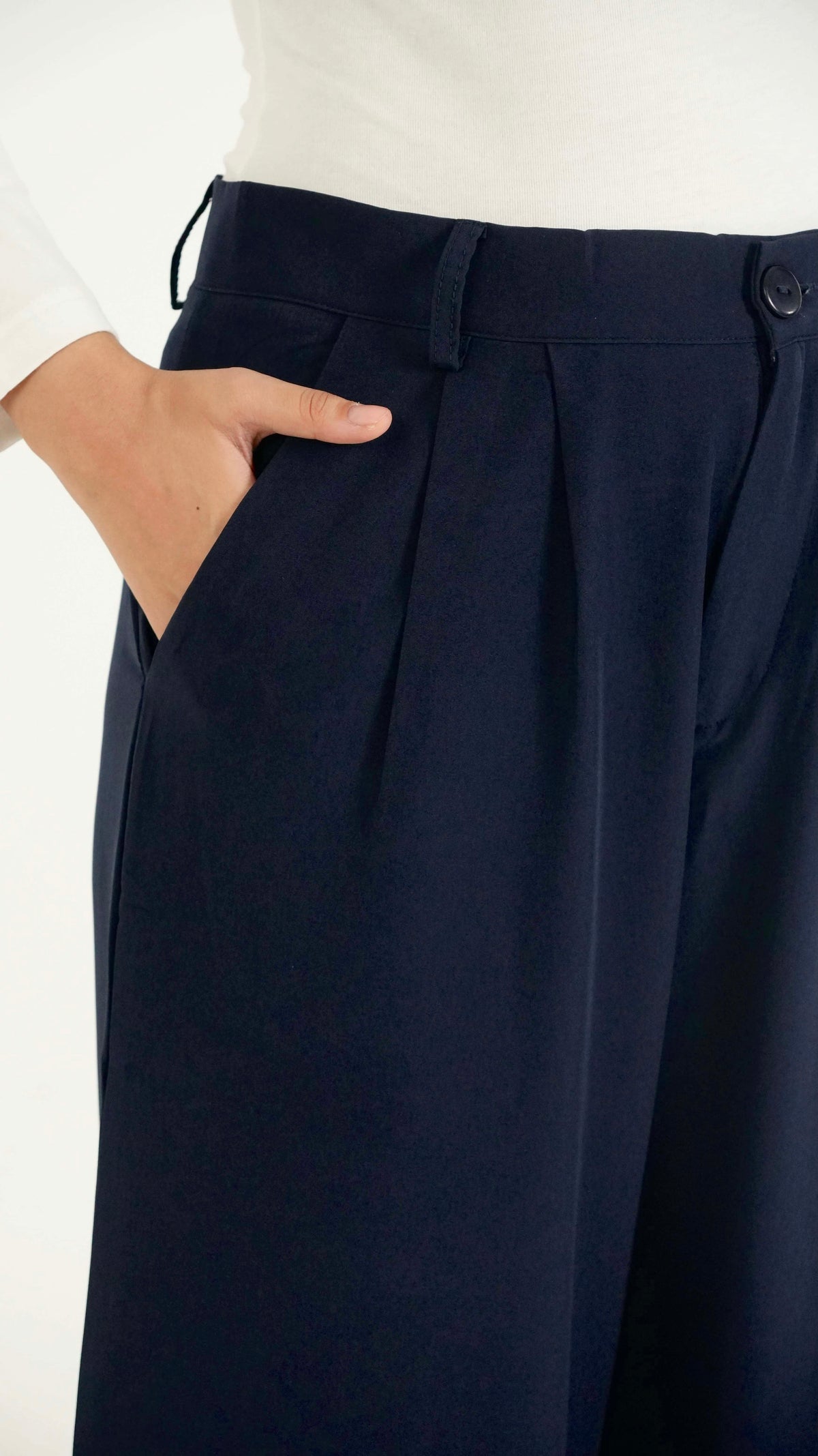 Minimalist Navy Blue Formal Relaxed Fit Pants