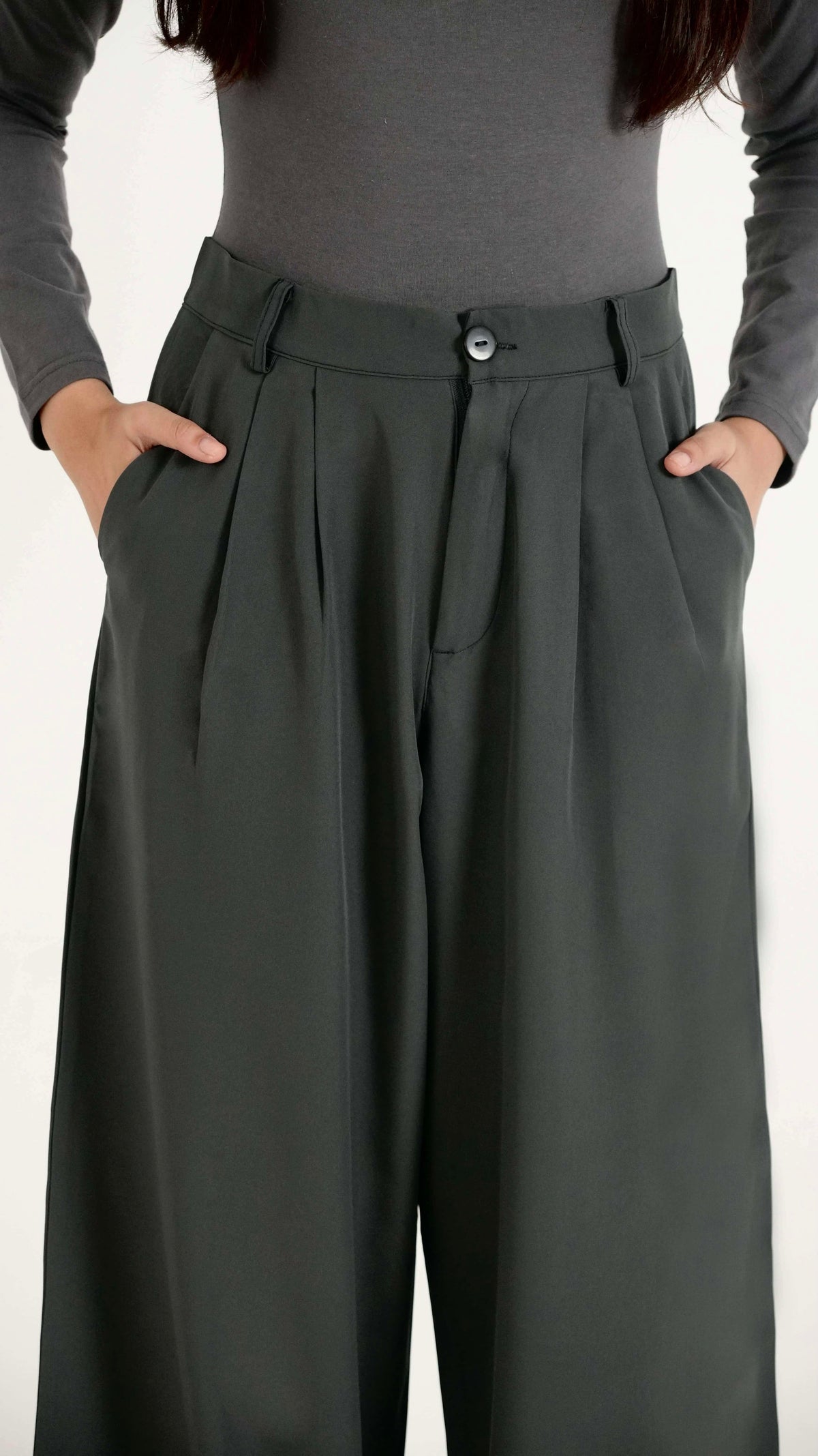 Minimalist Grey Formal Relaxed Fit Pants