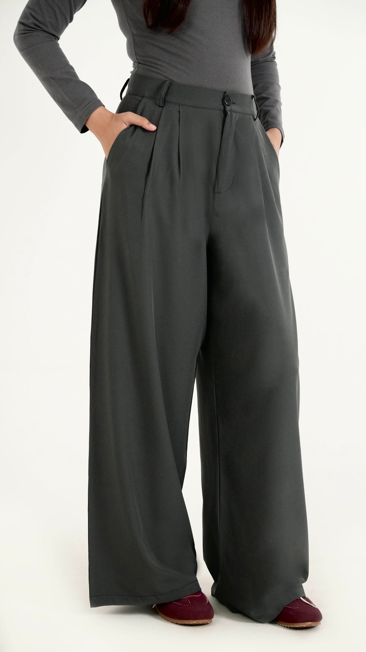 Minimalist Grey Formal Relaxed Fit Pants