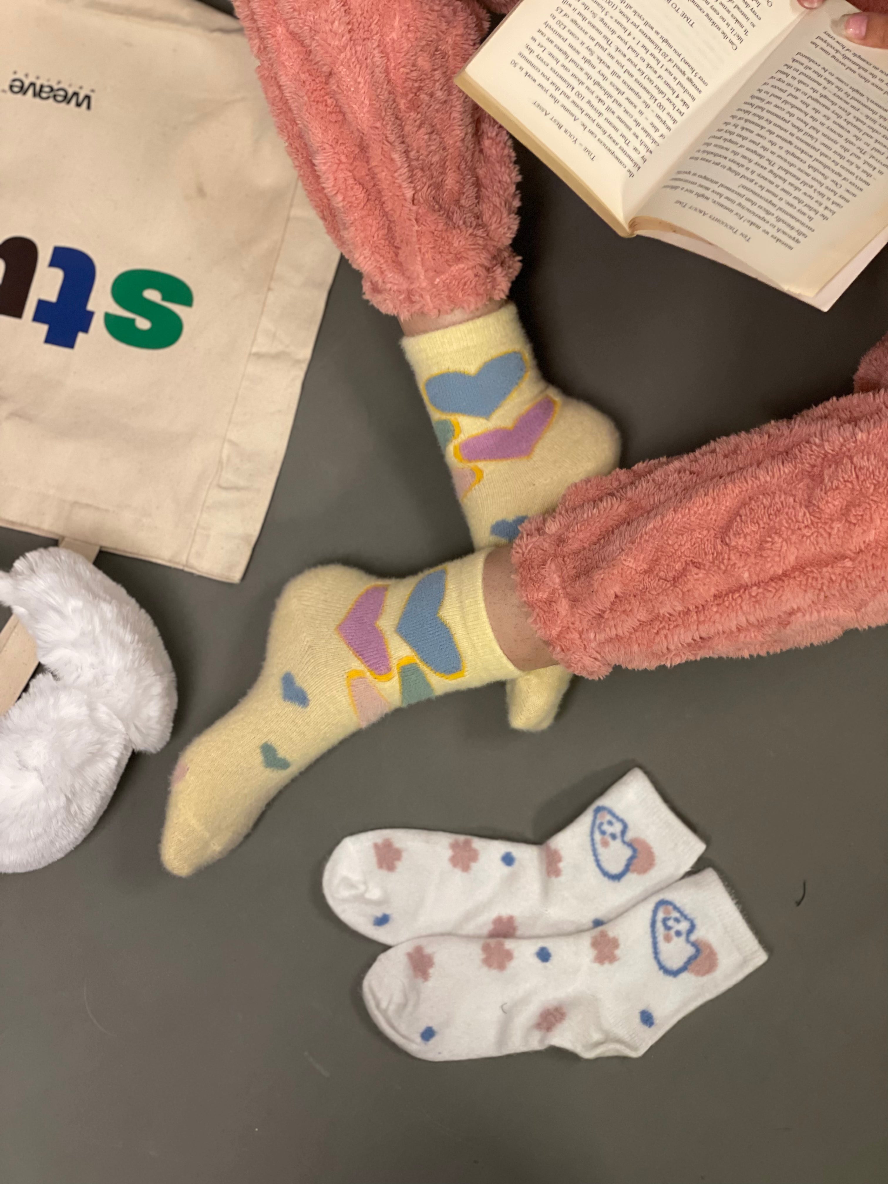 Pastel Fuzzy Woollen Socks