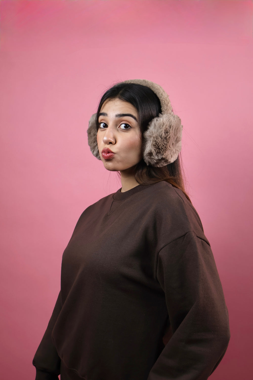 Brown Fleece Skirt Co ord Set