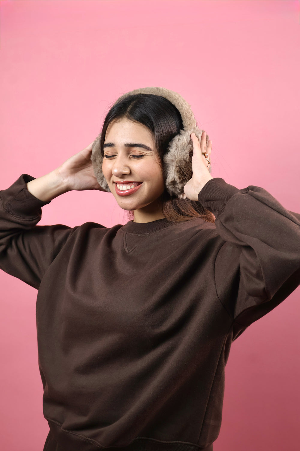 Brown Fleece Skirt Co ord Set