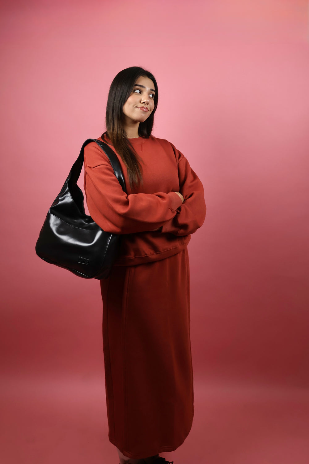 Rust Fleece Skirt Co ord Set