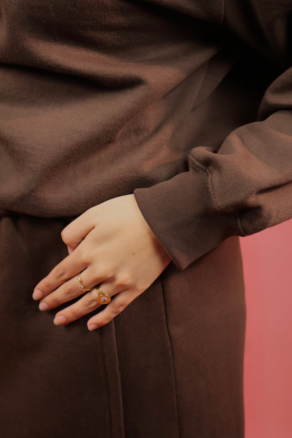 Brown Fleece Skirt Co ord Set