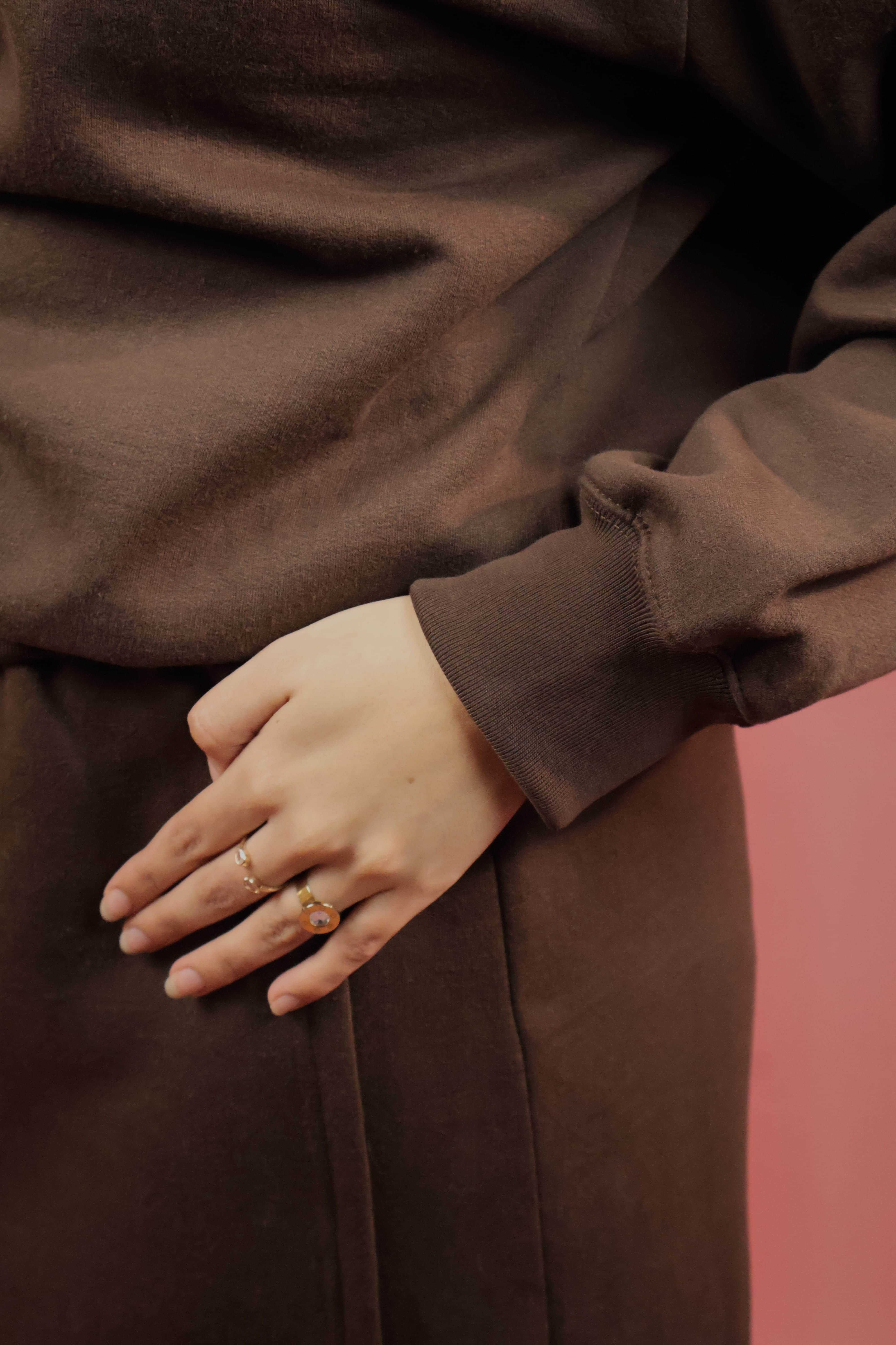 Brown Fleece Skirt Co ord Set