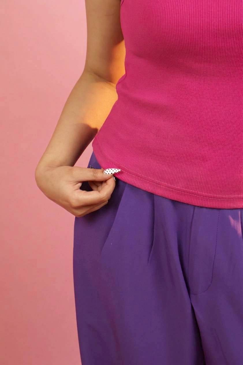 Pink  Ribbed Tank Top