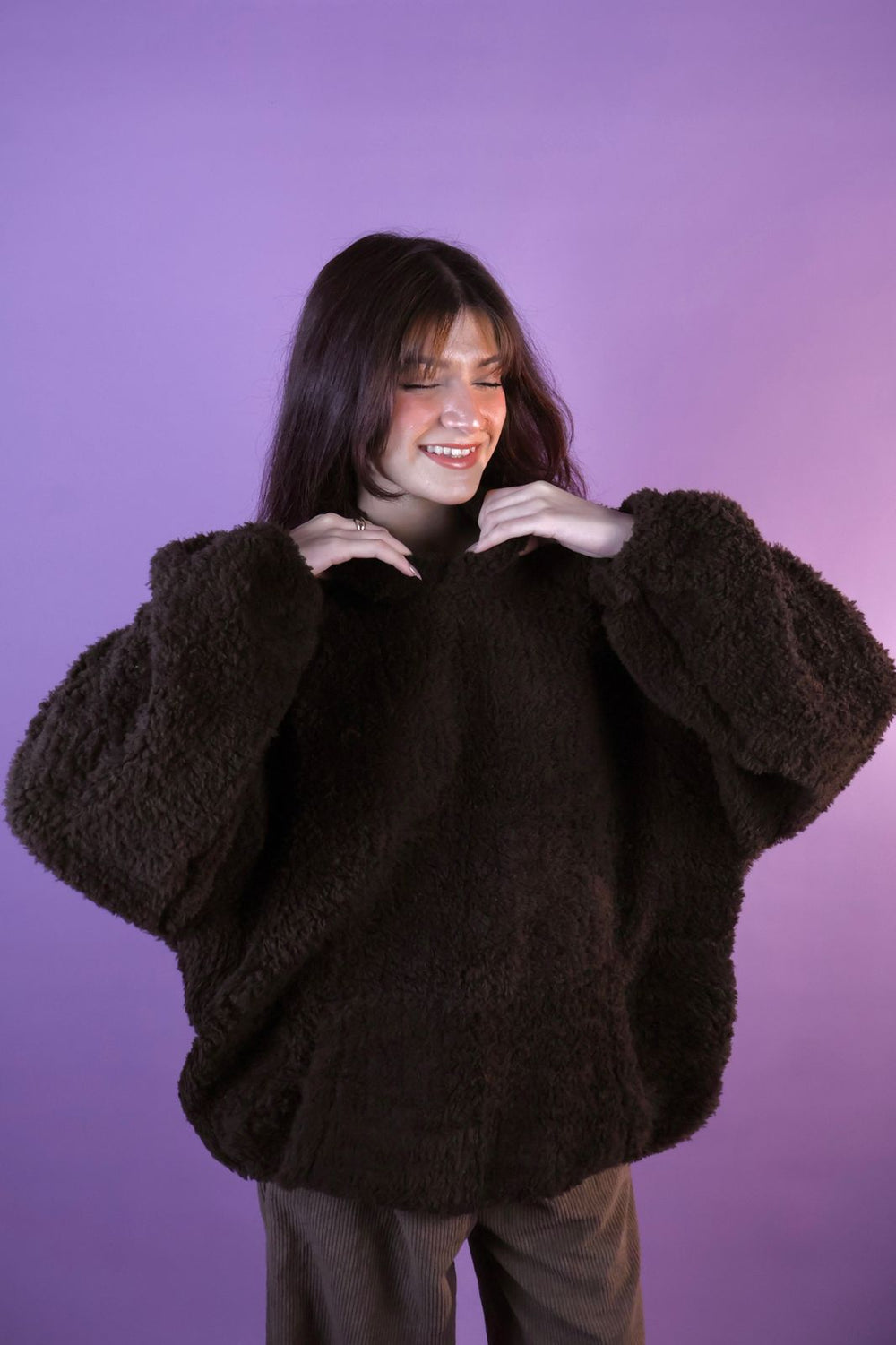 Dark Super Oversized Teddy Bear Ear Hoodie