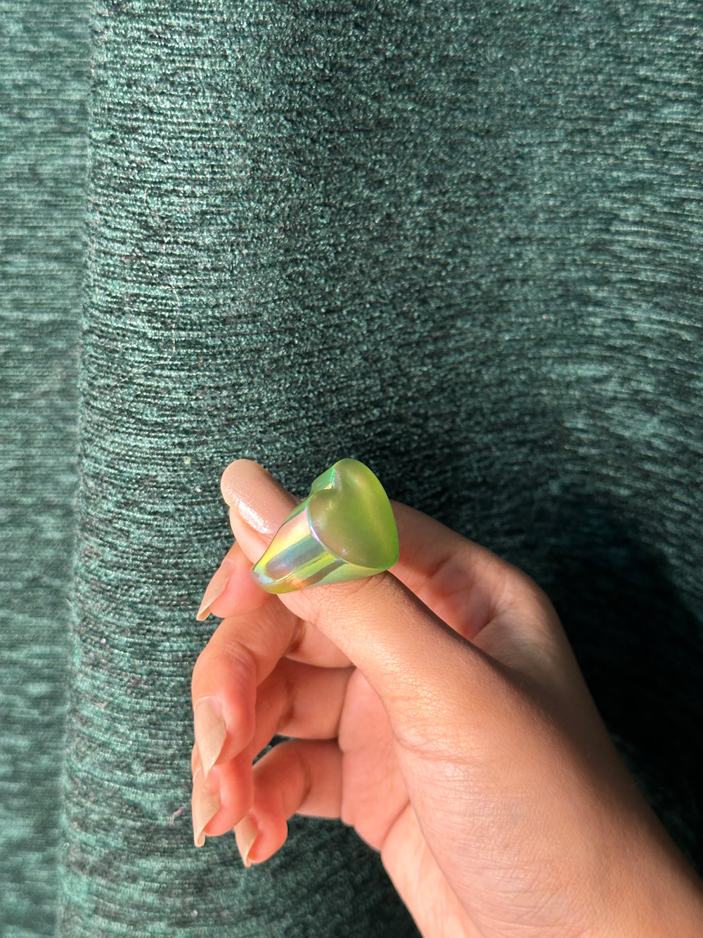 Holographic Block Heart Acrylic Ring