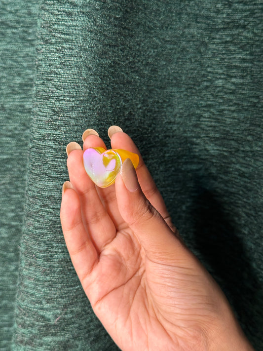 Holographic Block Heart Acrylic Ring