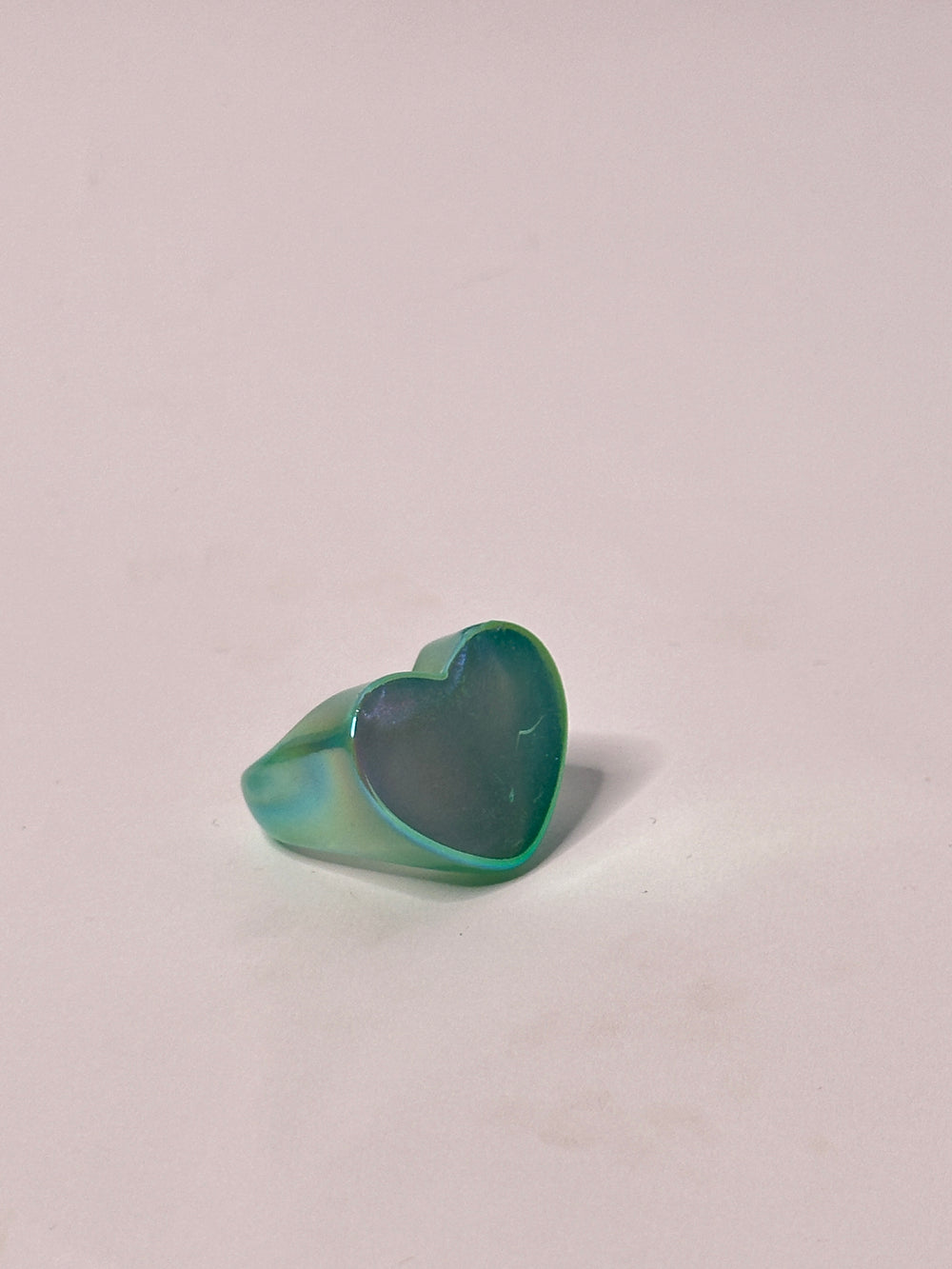 Holographic Block Heart Acrylic Ring