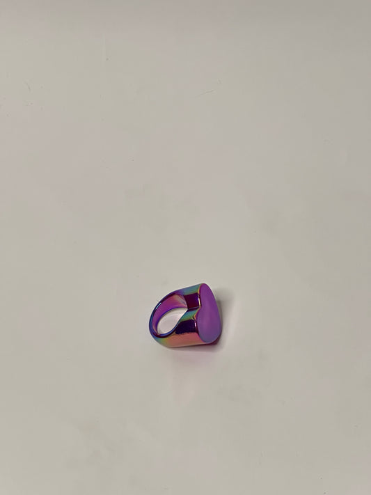 Holographic Block Heart Acrylic Ring